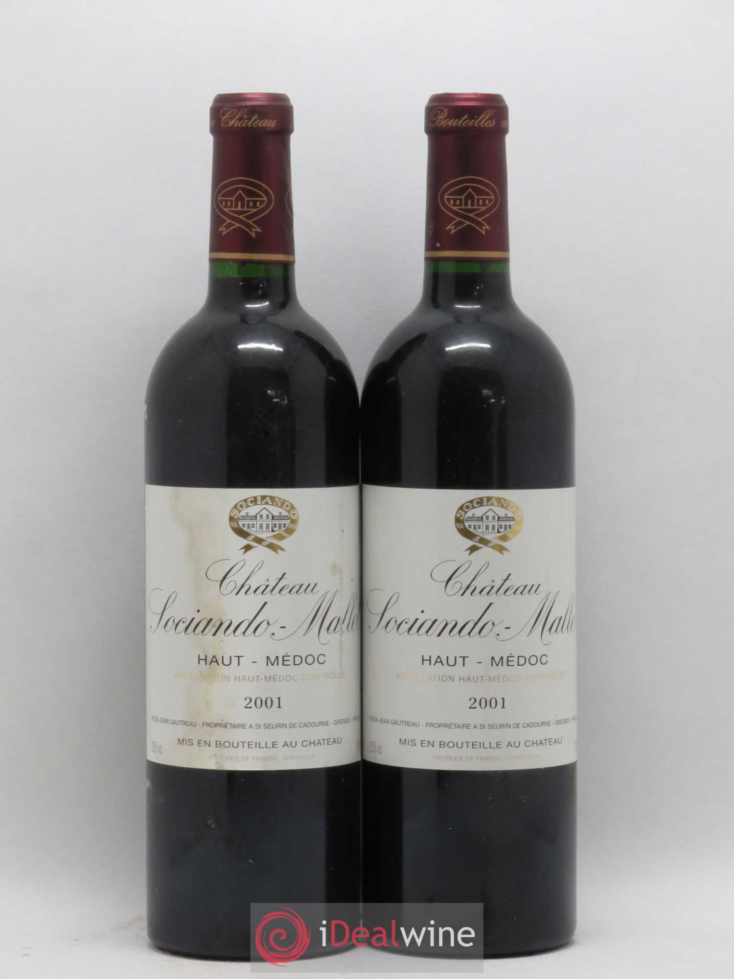 Château Sociando Mallet 2001 - Lot de 2 bouteilles - 0