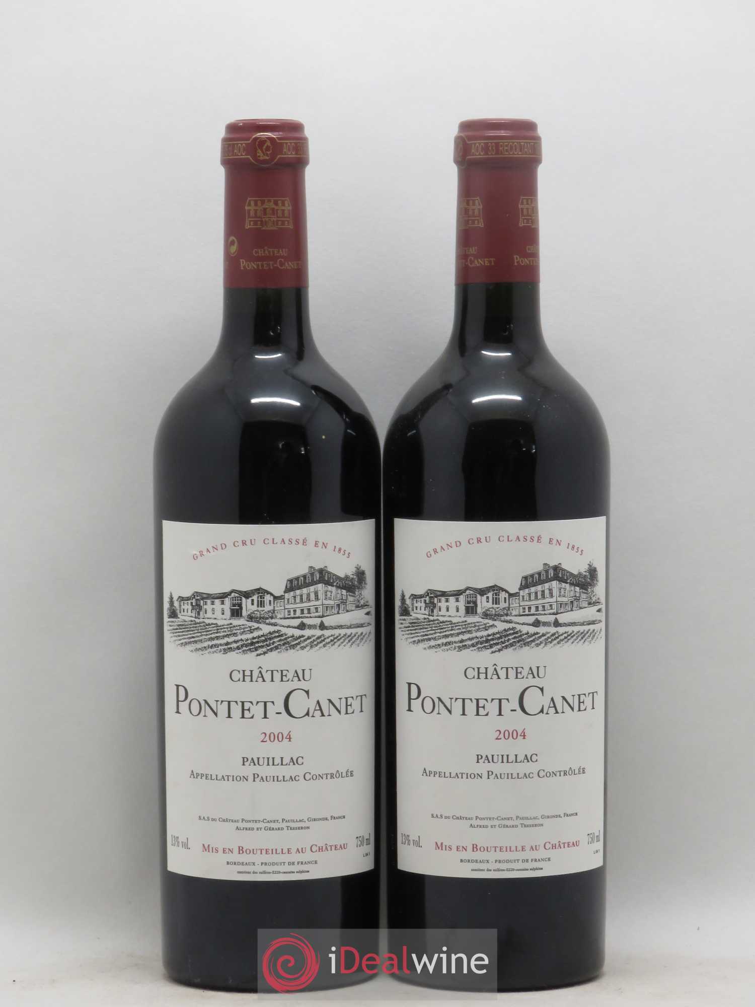 Château Pontet Canet 5ème Grand Cru Classé 2004 - Lot de 2 bouteilles - 0