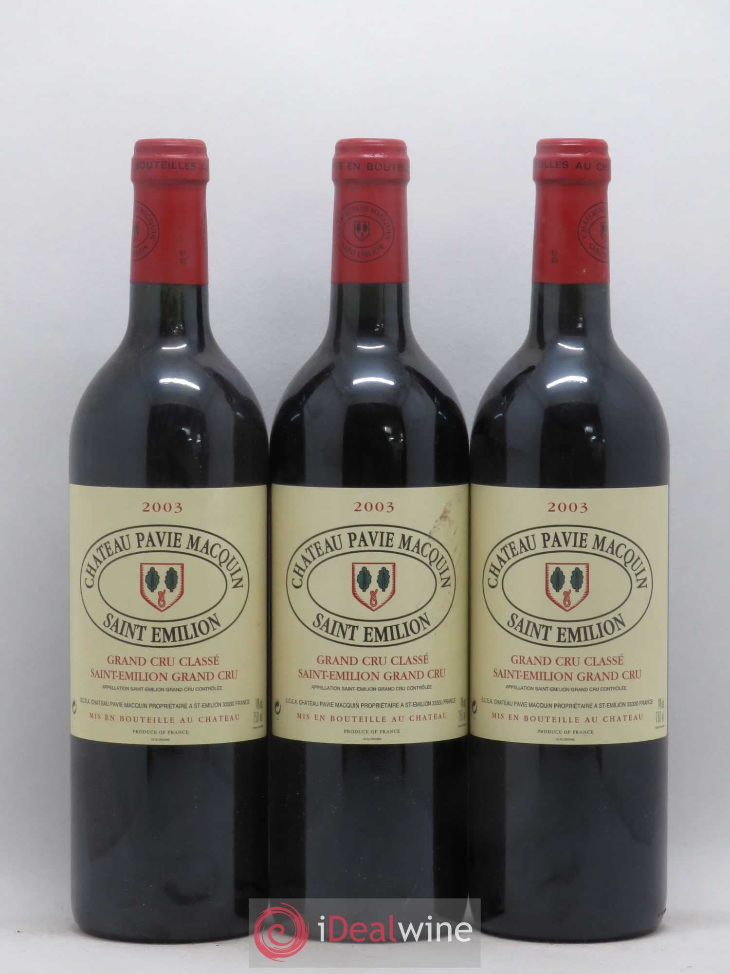 Château Pavie Macquin 1er Grand Cru Classé B 2003 - Lot de 3 bouteilles - 0