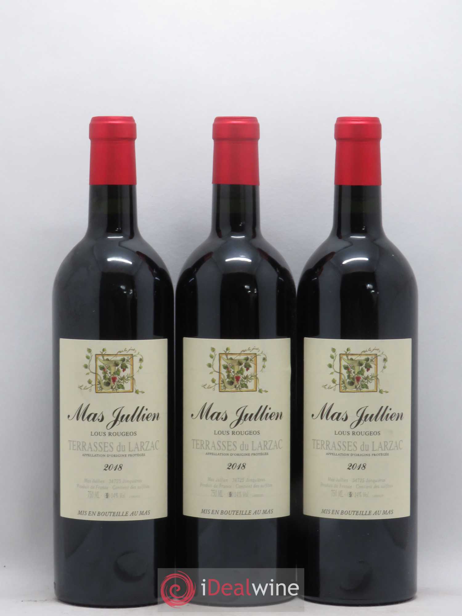 Terrasses du Larzac Mas Jullien Olivier Jullien Lous Rougeos 2018 - Lot de 3 bouteilles - 0