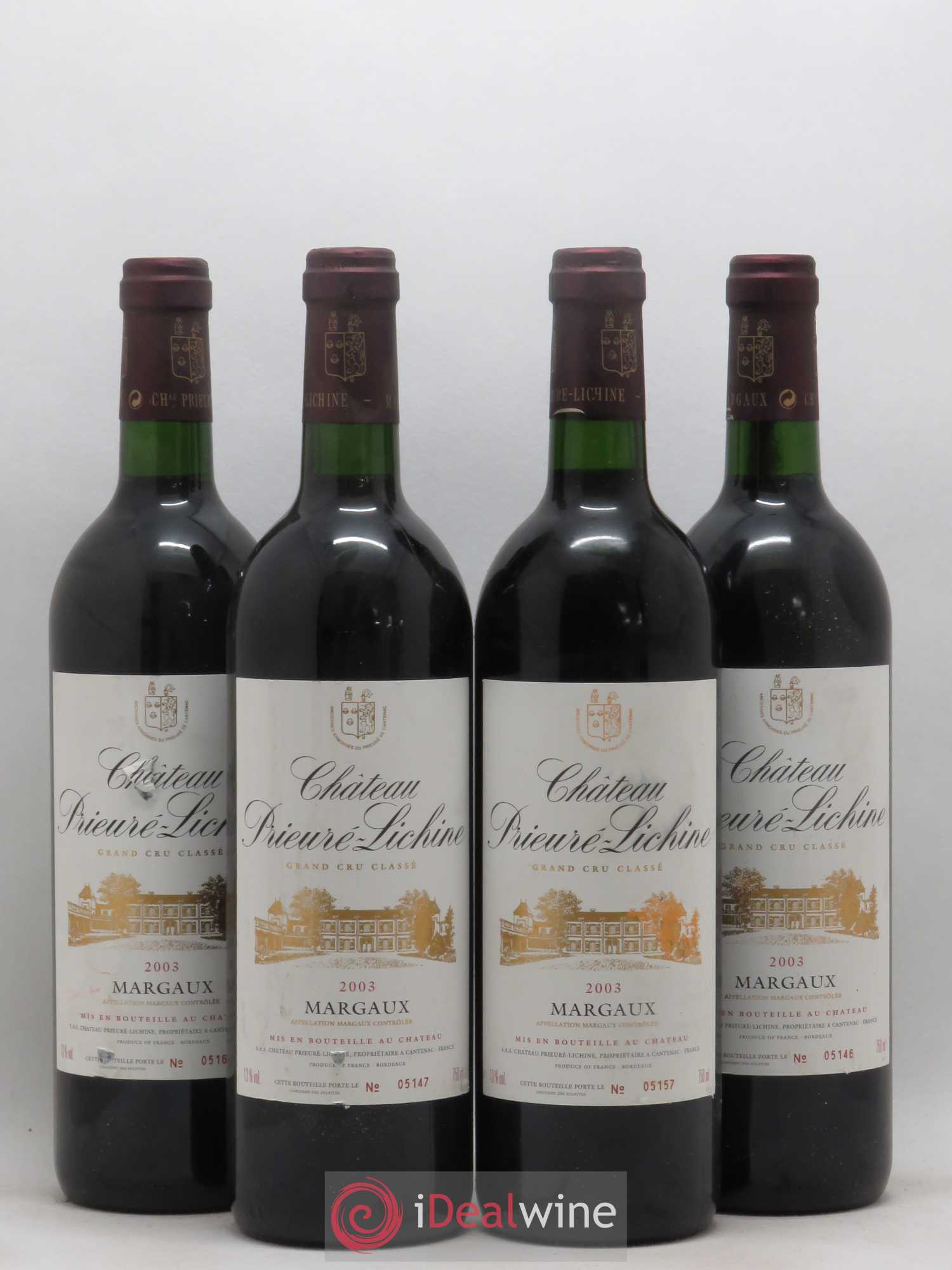 Château Prieuré Lichine 4ème Grand Cru Classé 2003 - Lot de 4 bouteilles - 0