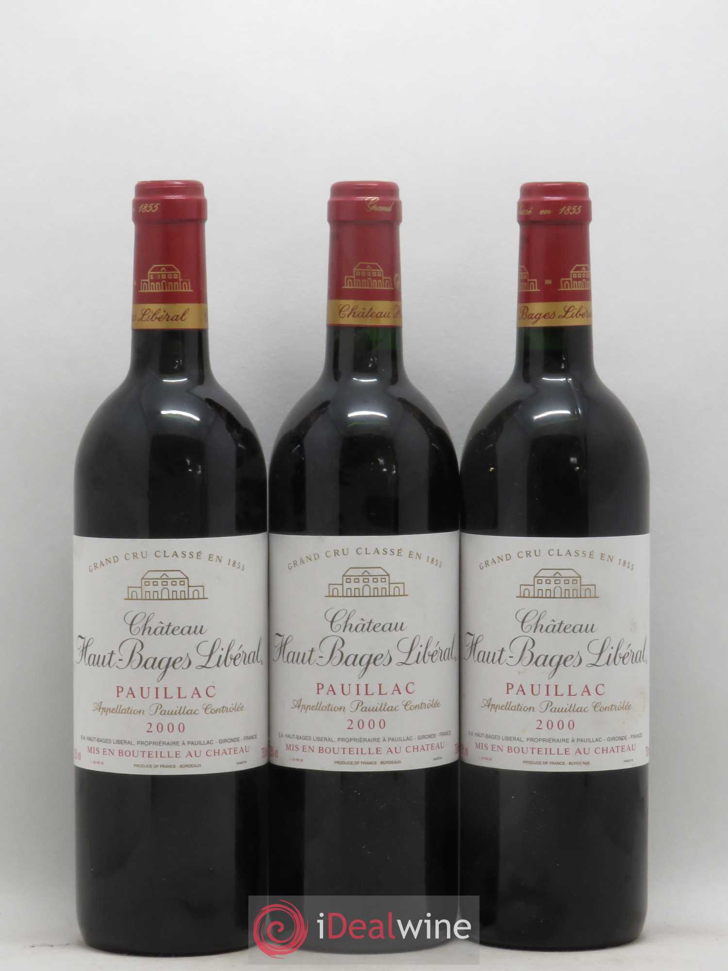 Château Haut Bages Libéral 5ème Grand Cru Classé 2000 - Lot de 3 bouteilles - 0