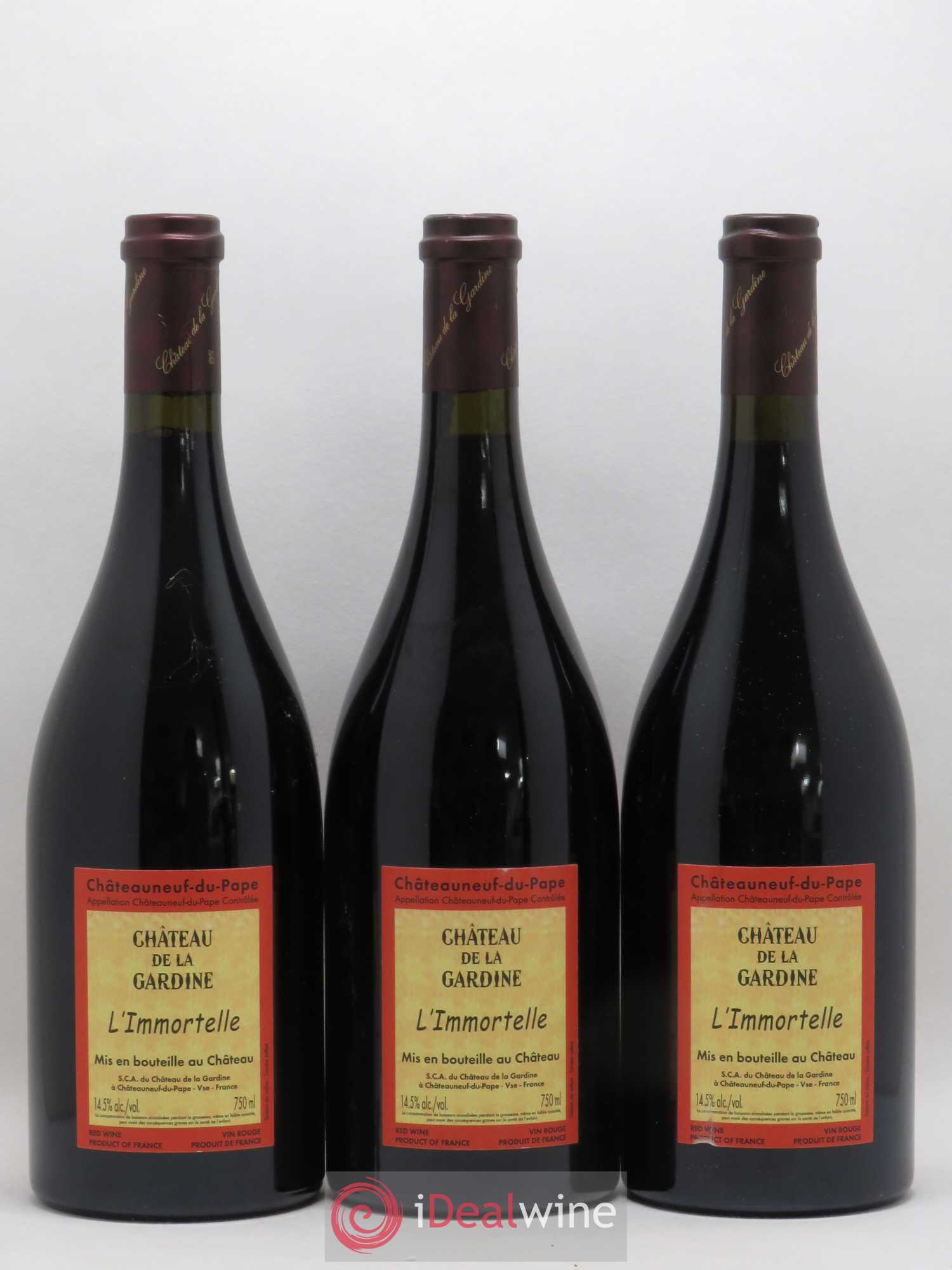 Châteauneuf-du-Pape Château de La Gardine L'Immortelle Famille Brunel 2007 - Lot de 3 bouteilles - 1