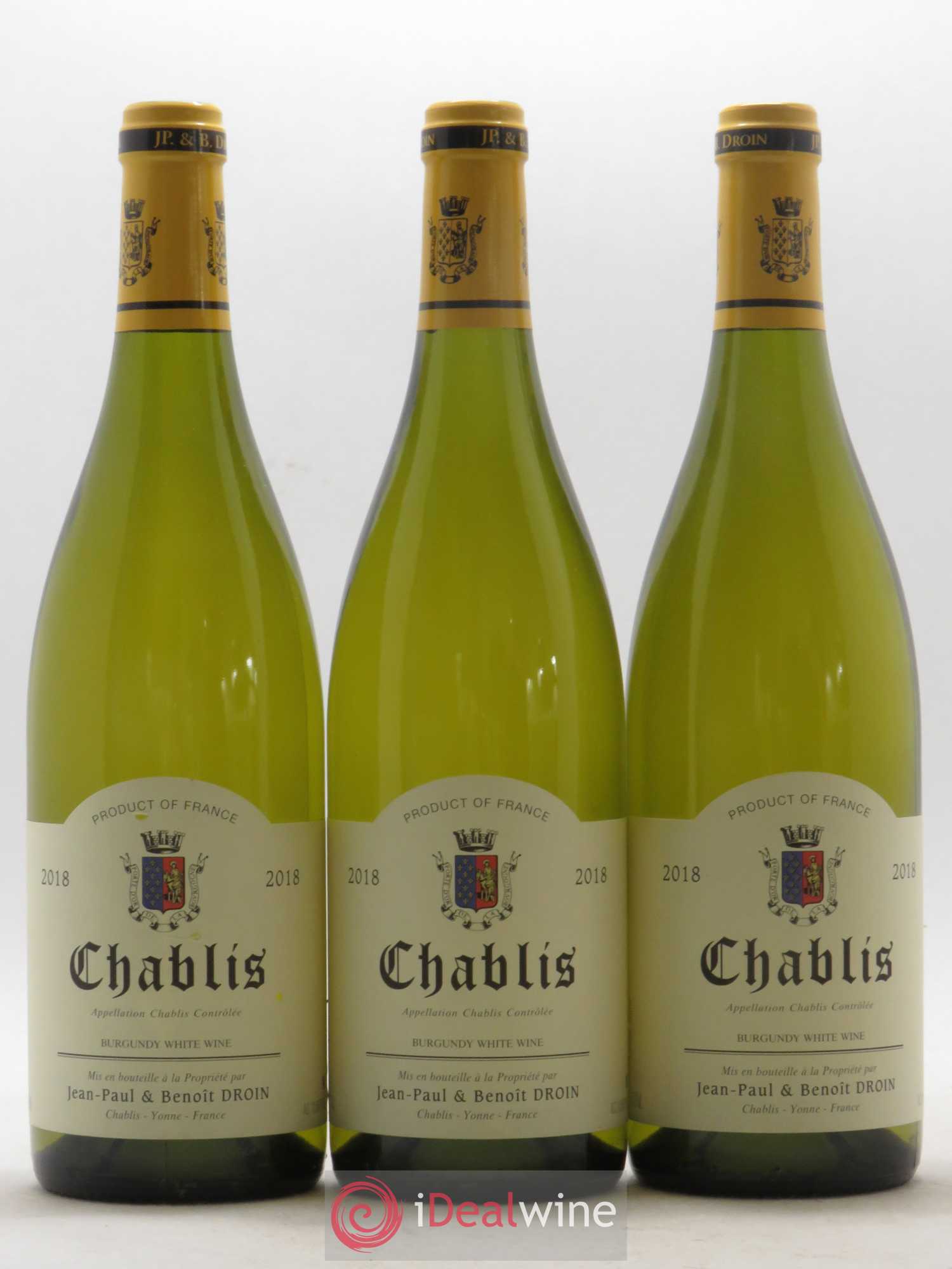Chablis Jean-Paul & Benoît Droin (Domaine) 2018 - Lot de 3 bouteilles - 0