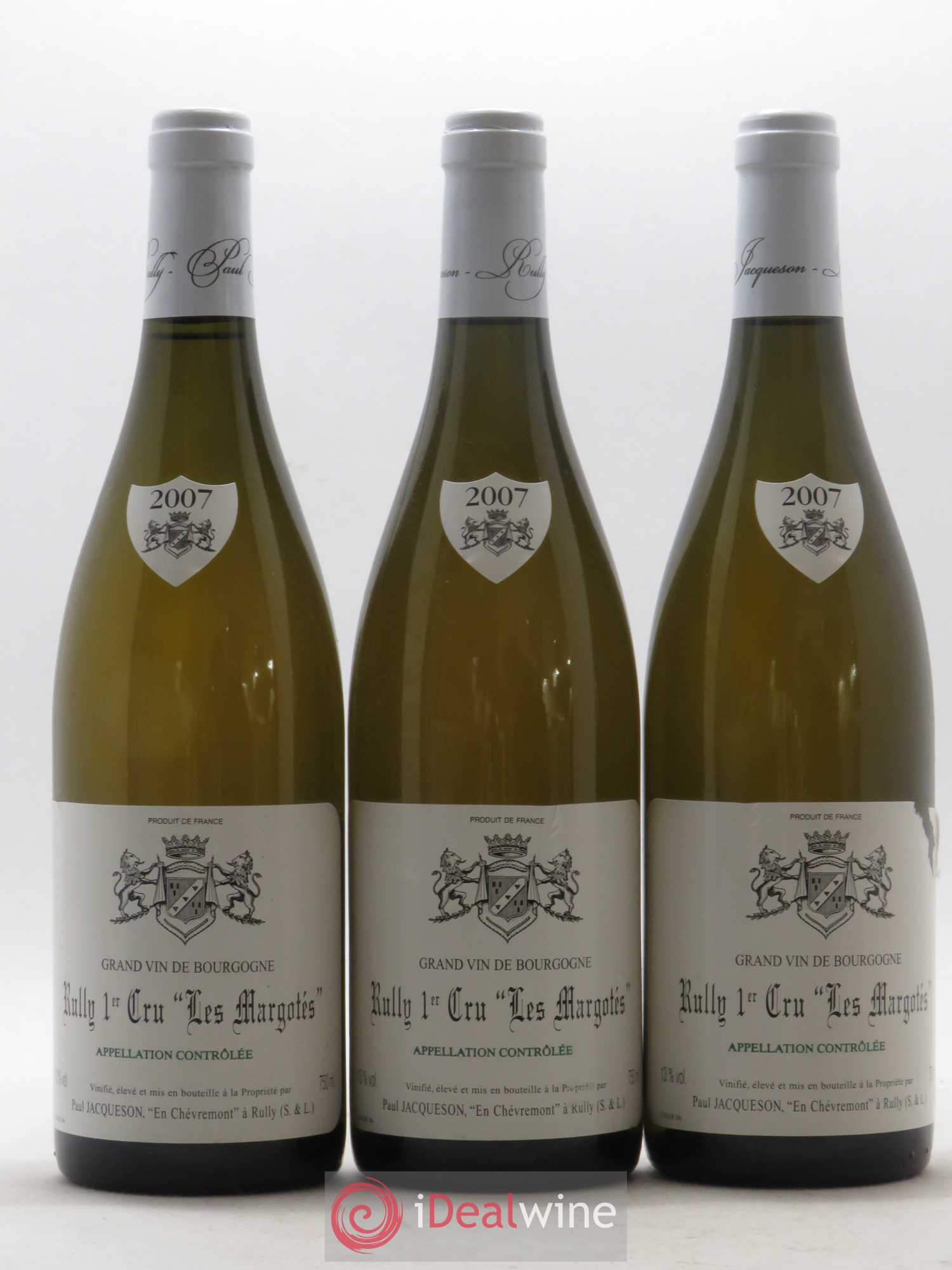 Rully 1er Cru Margotés Paul & Marie Jacqueson 2007 - Lot de 3 bouteilles - 0