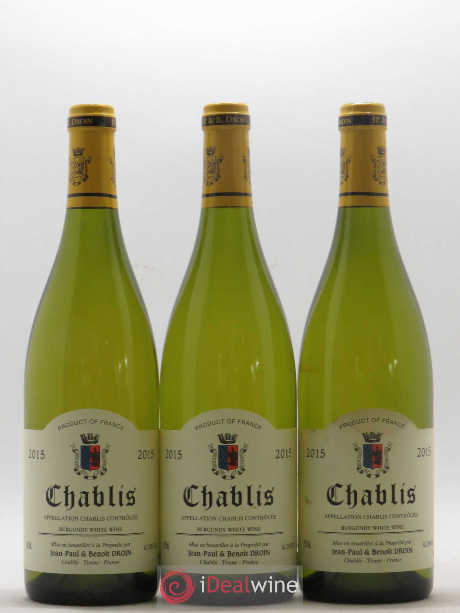 Chablis Jean-Paul & Benoît Droin (Domaine) 2015 - Lot de 3 bouteilles - 0