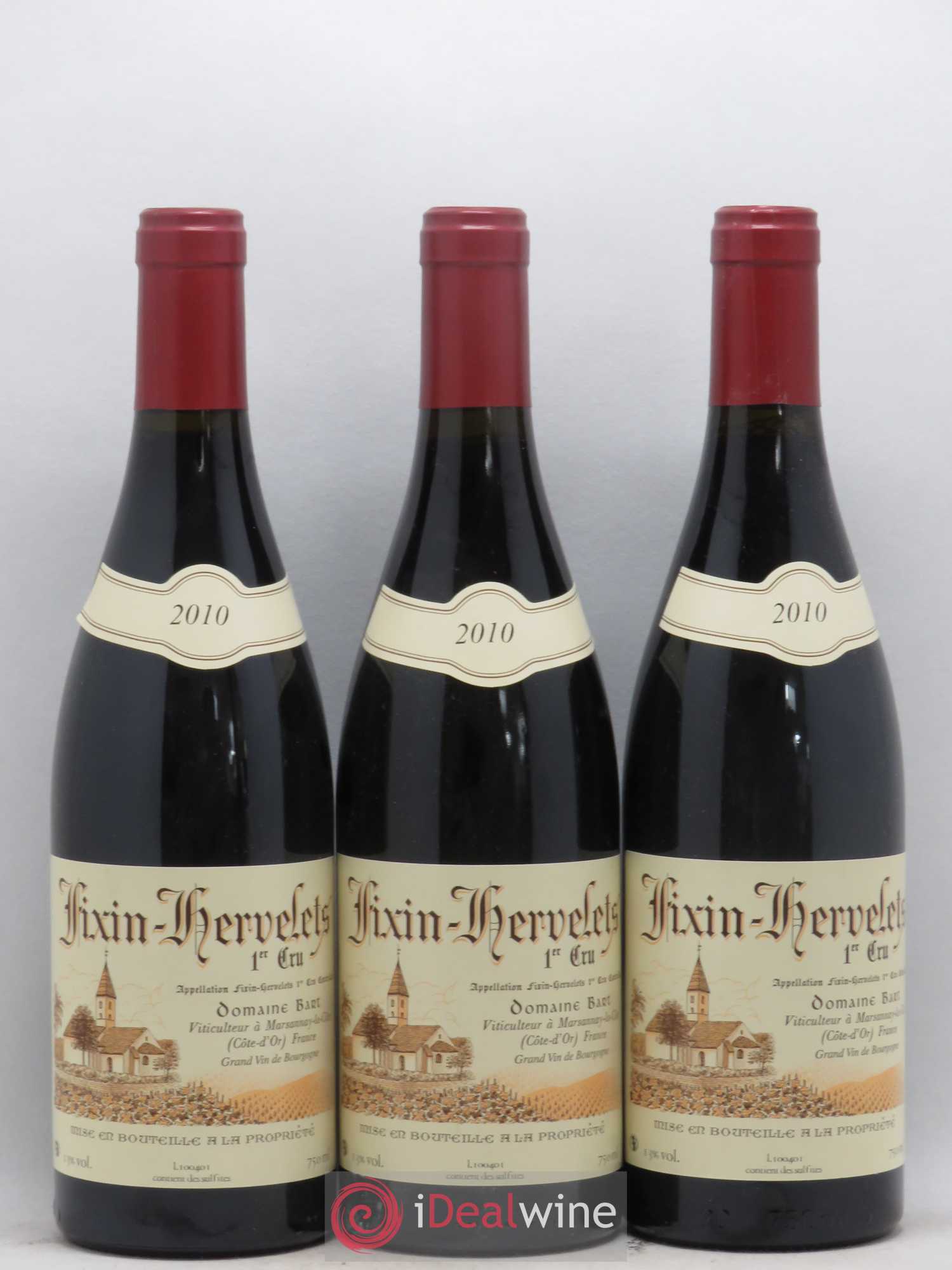 Fixin 1er Cru Hervelets Bart (Domaine) 2010 - Lot de 3 bouteilles - 0
