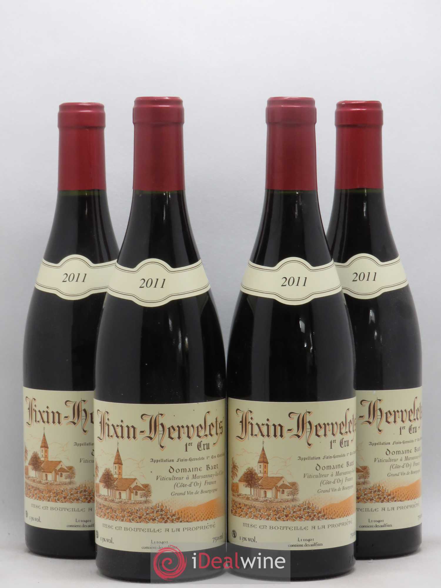Fixin 1er Cru Hervelets Bart (Domaine) 2011 - Lot de 4 bouteilles - 0