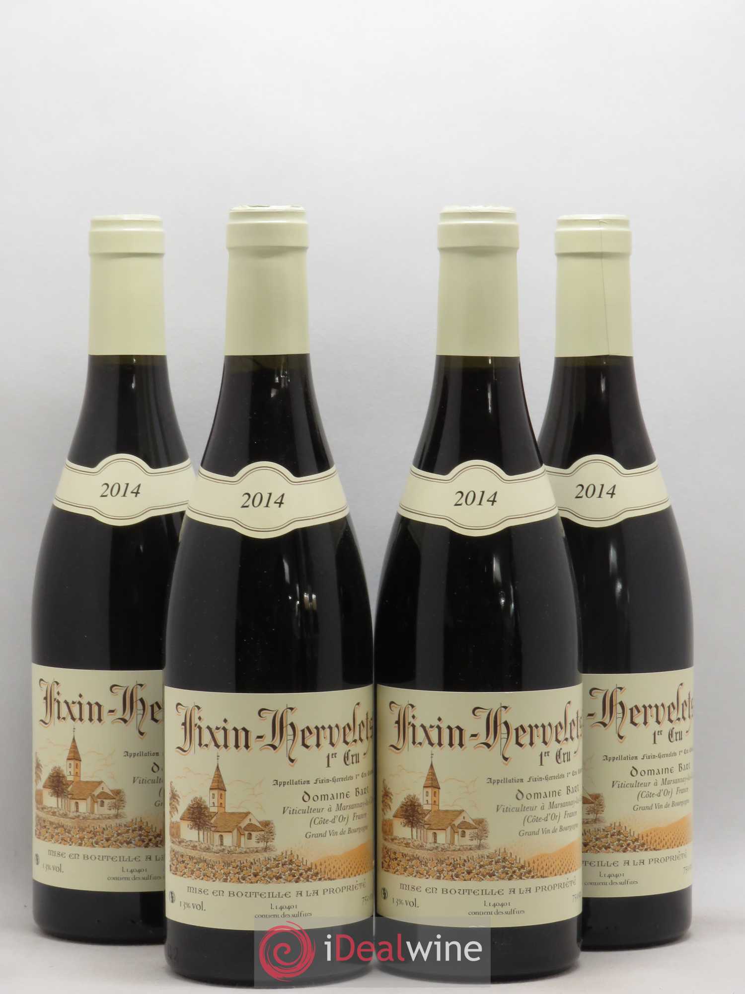 Fixin 1er Cru Hervelets Bart (Domaine) 2014 - Lot de 4 bouteilles - 0