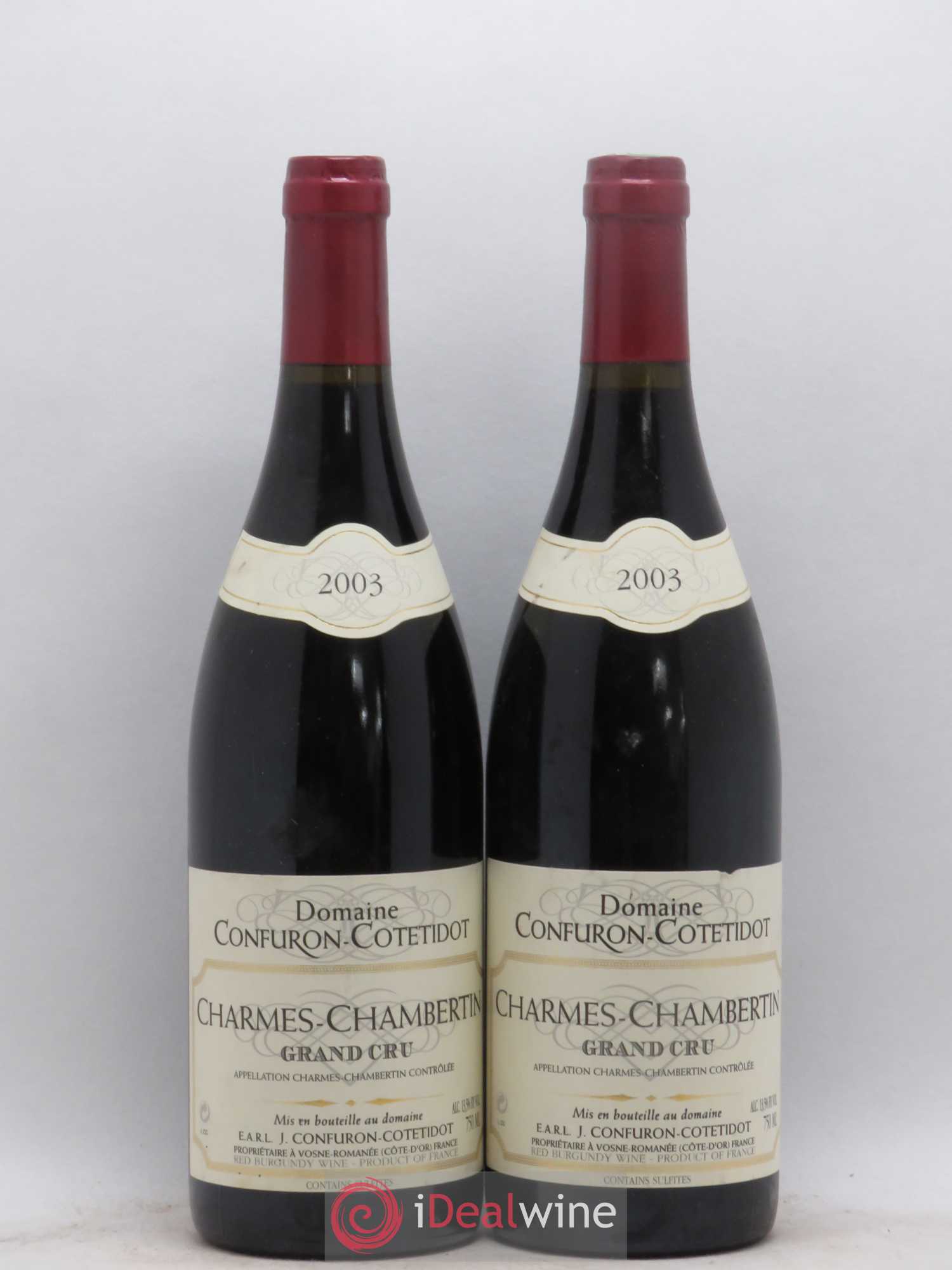 Charmes-Chambertin Grand Cru Confuron-Cotetidot 2003 - Lot de 2 bouteilles - 0