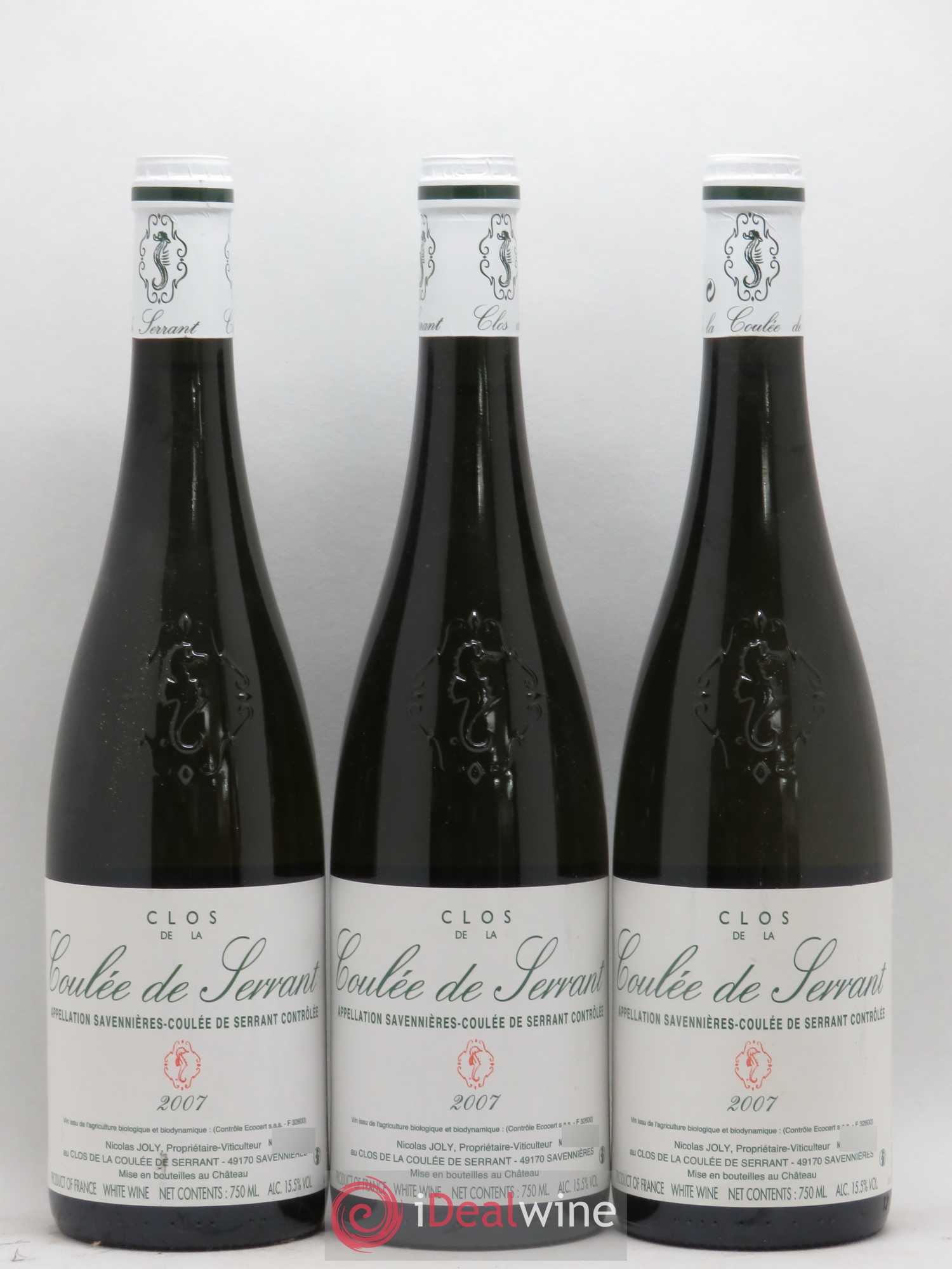 Savennières Clos de la Coulée de Serrant Vignobles de la Coulée de Serrant - Nicolas Joly 2007 - Lot de 3 bouteilles - 0