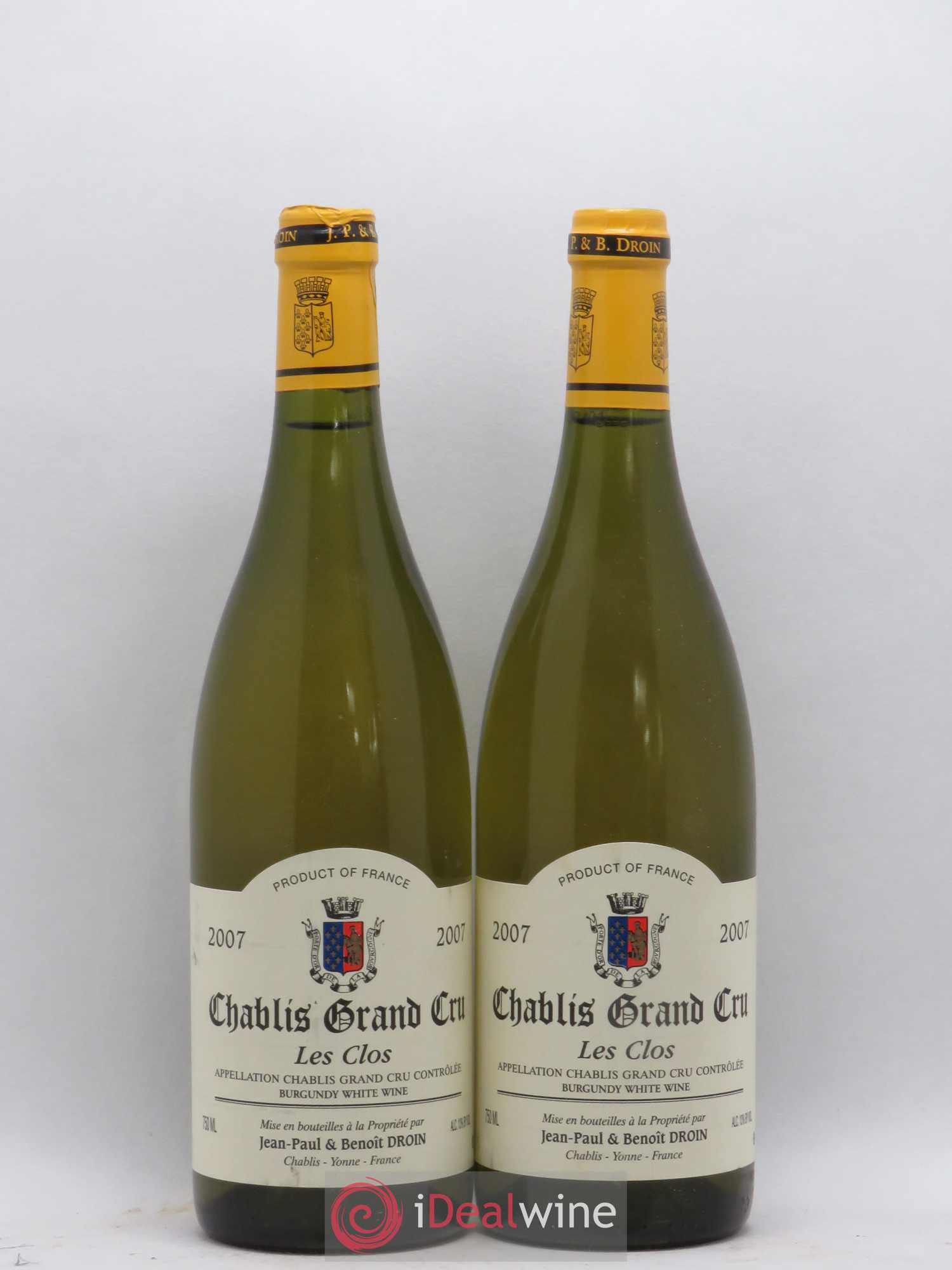 Chablis Grand Cru Les Clos Jean-Paul & Benoît Droin (Domaine) 2007 - Lot de 2 bouteilles - 0