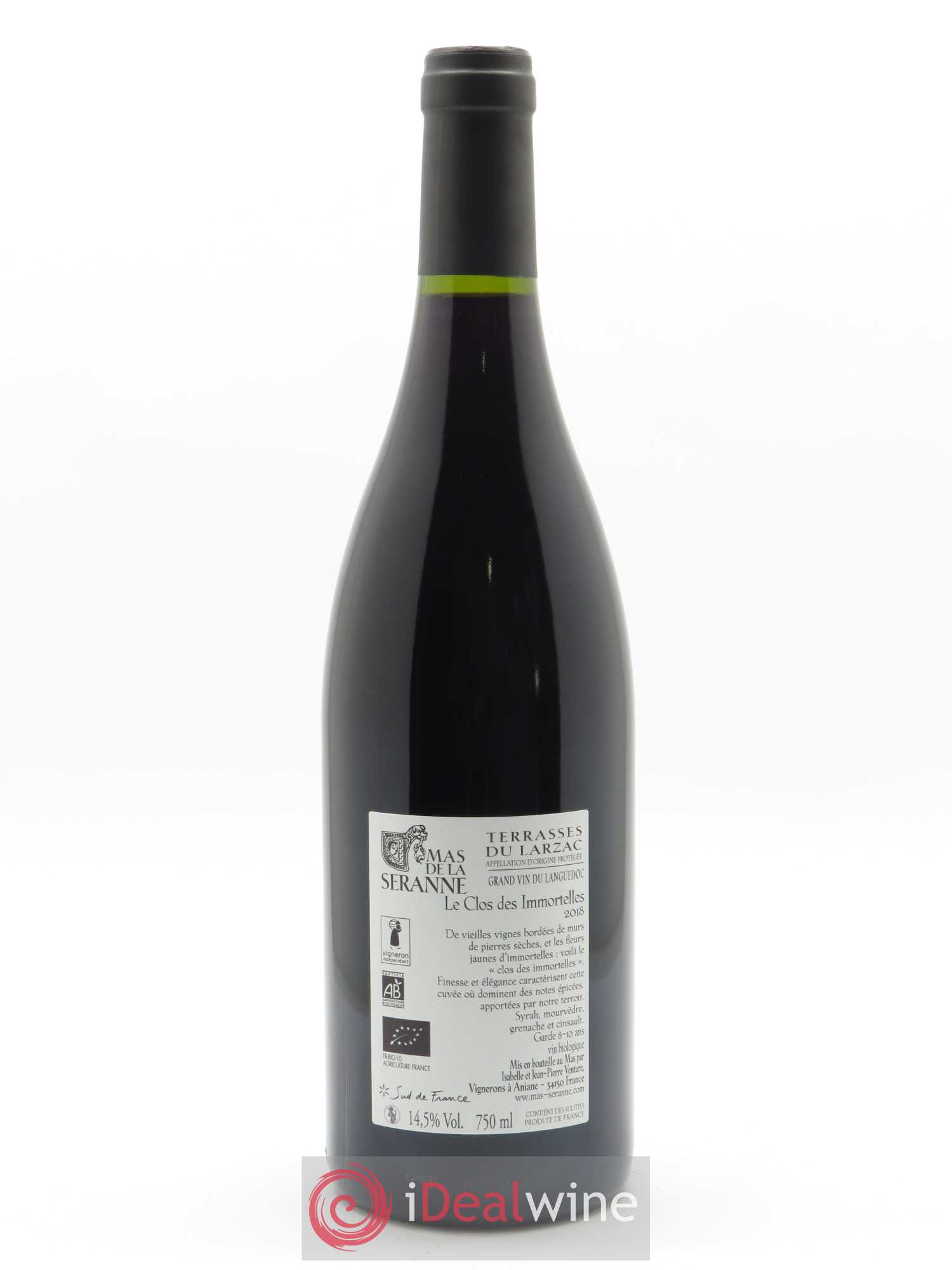 Terrasses du Larzac Le Clos des Immortelles Mas de la Seranne 2018 - Lot de 1 bouteille - 1
