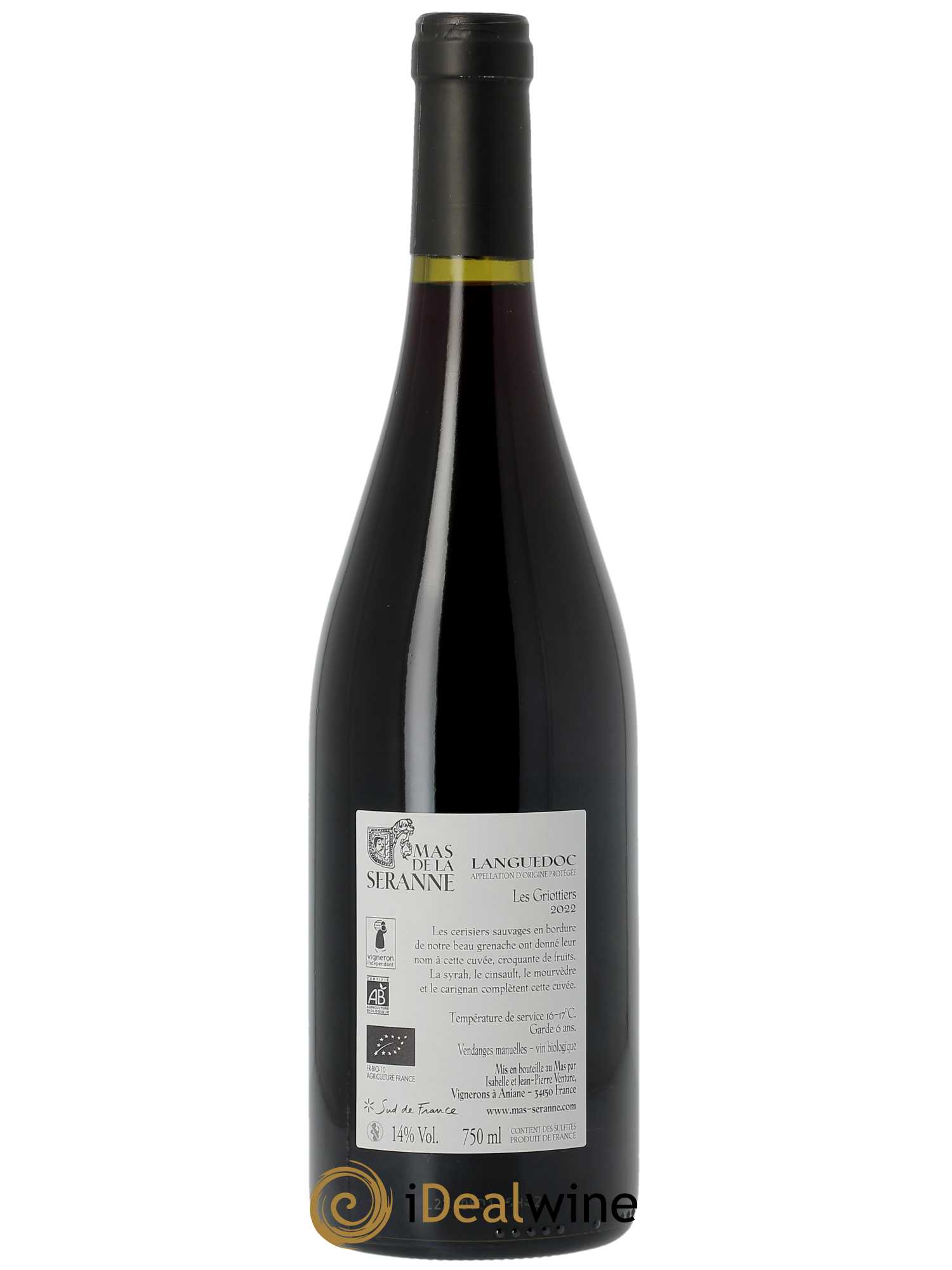 AOP Languedoc Les Griottiers Mas de la Seranne 2022 - Lot de 1 bouteille - 1
