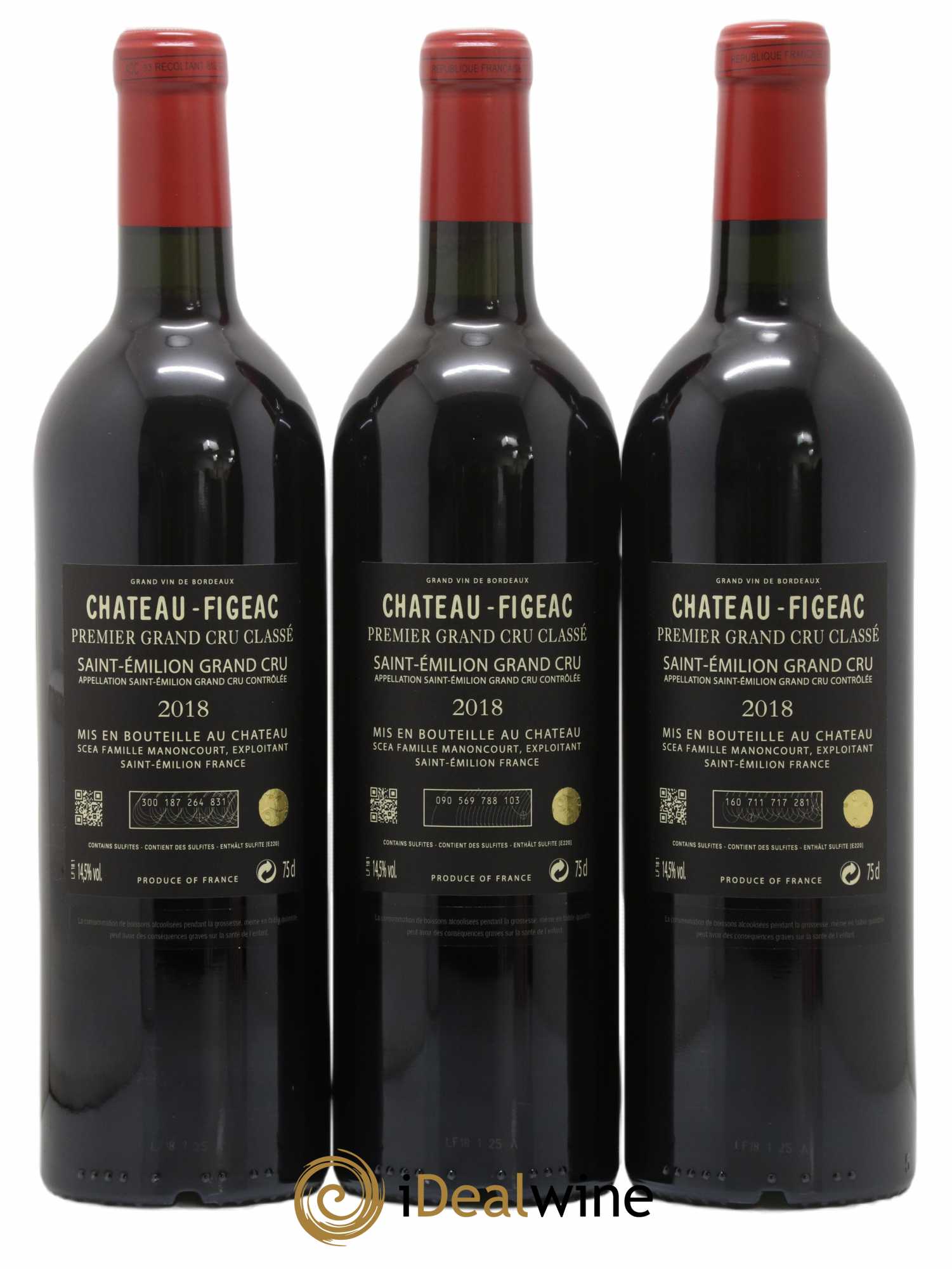 Château Figeac 1er Grand Cru Classé A 2018 - Lot of 3 bottles - 1