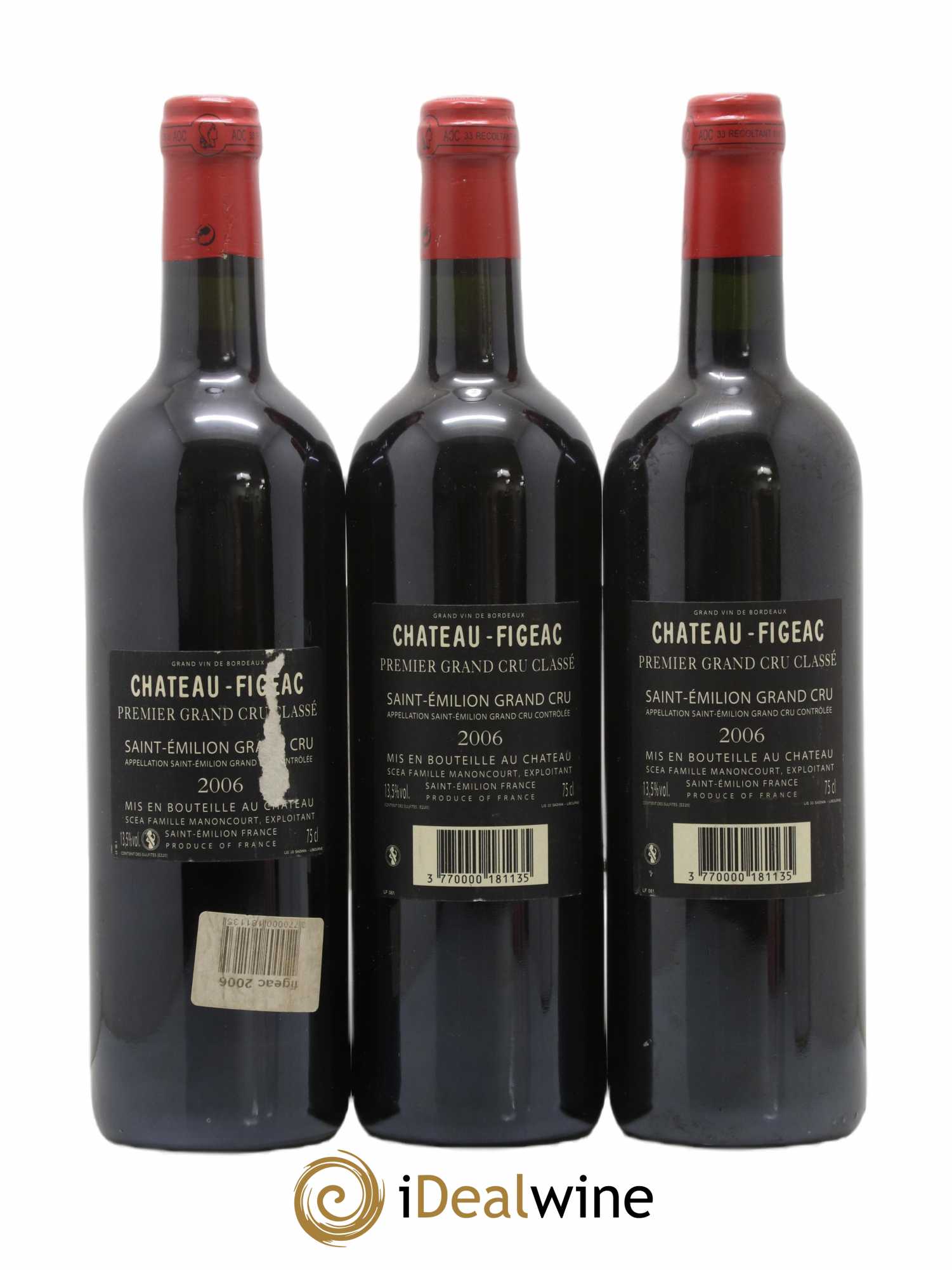 Château Figeac 1er Grand Cru Classé A 2006 - Lot of 3 bottles - 1