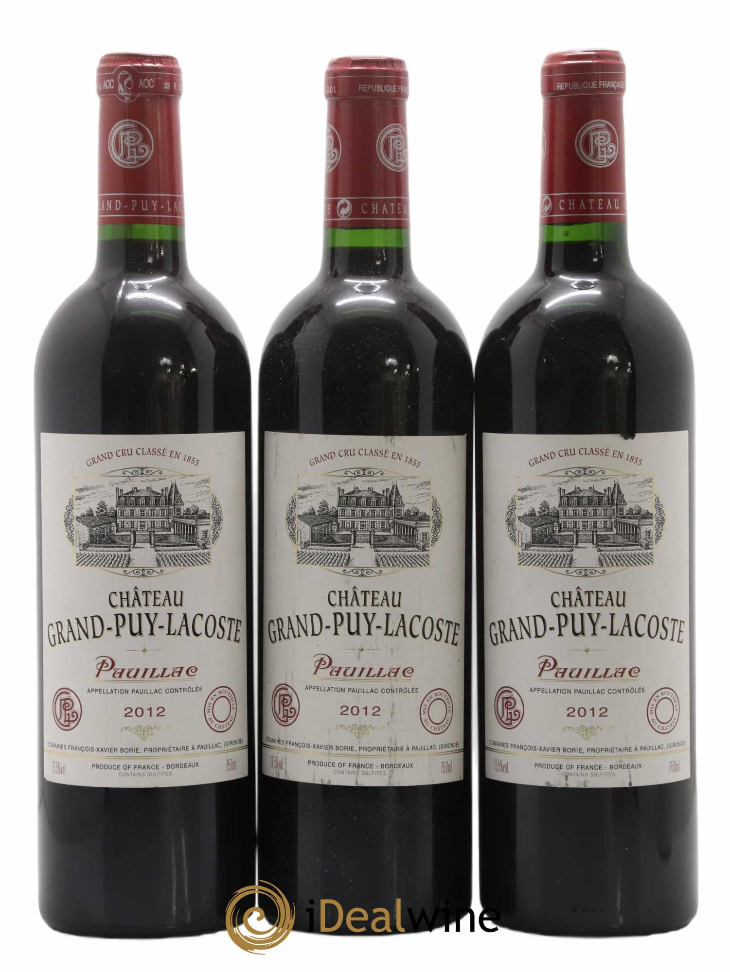 Château Grand Puy Lacoste 5ème Grand Cru Classé 2012 - Lot de 3 bouteilles - 0