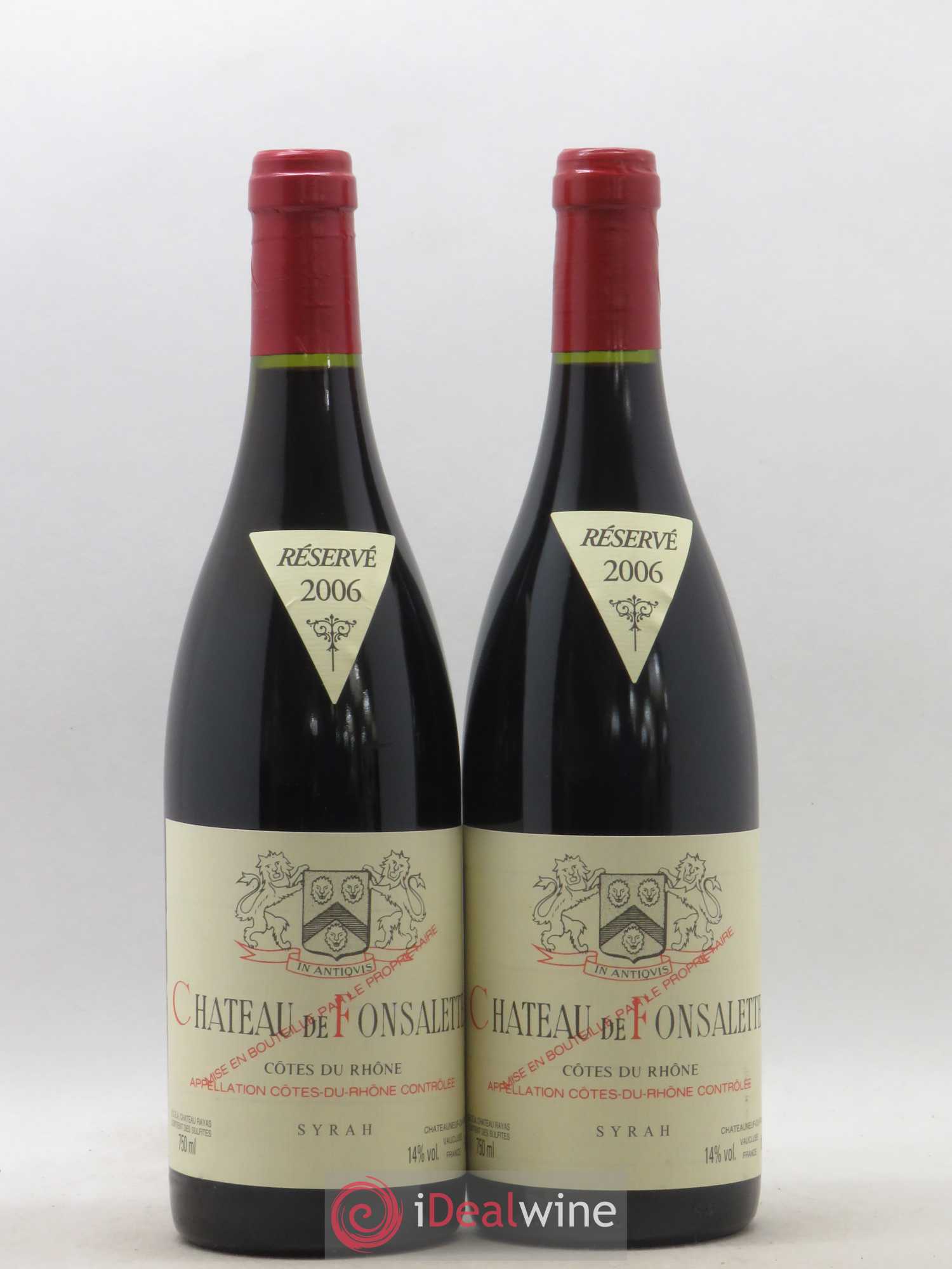 Côtes-du-Rhône Château de Fonsalette Emmanuel Reynaud Syrah 2006 - Lot de 2 bouteilles - 0