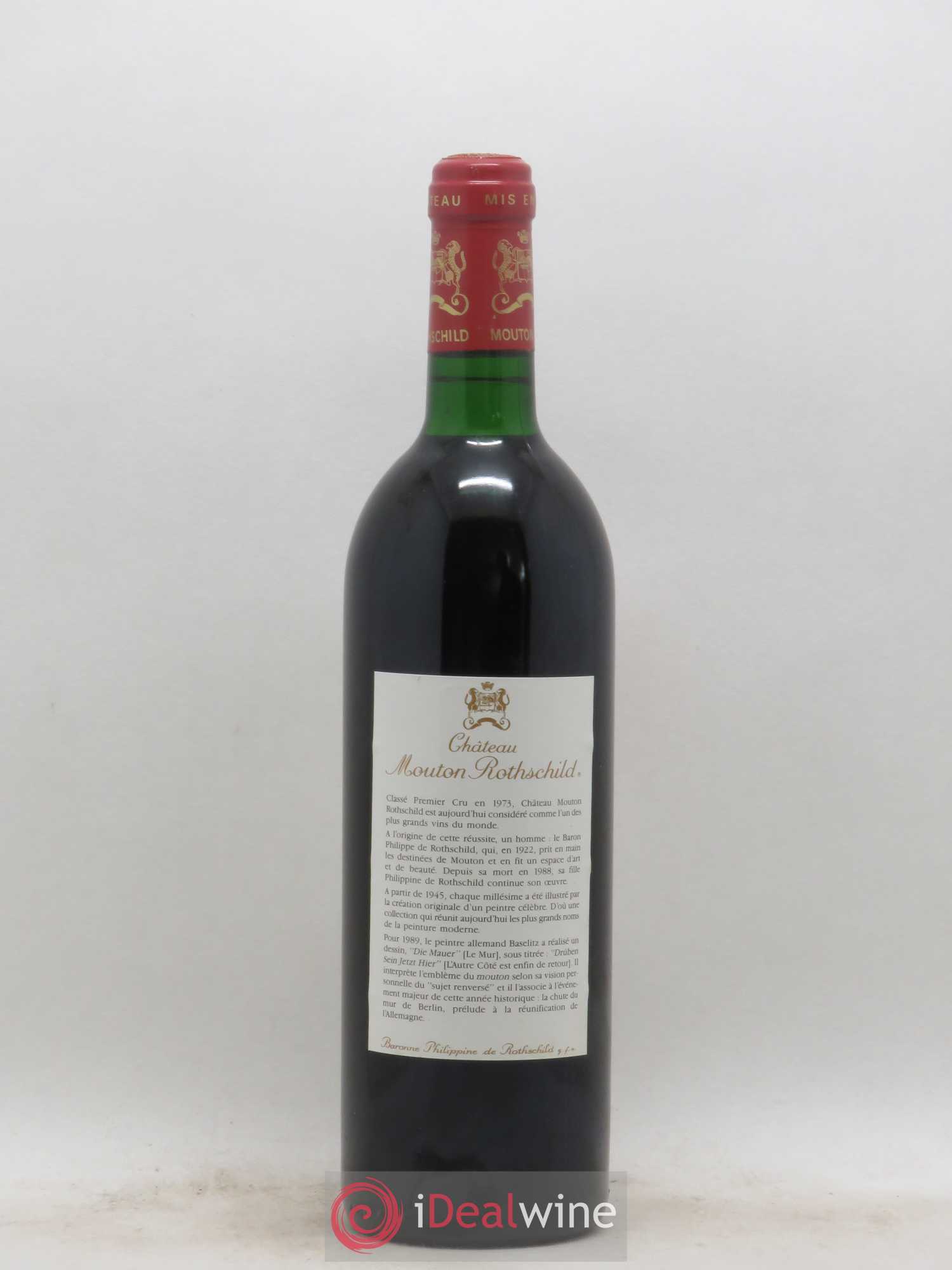 Château Mouton Rothschild 1er Grand Cru Classé 1989 - Lot de 1 bouteille - 1