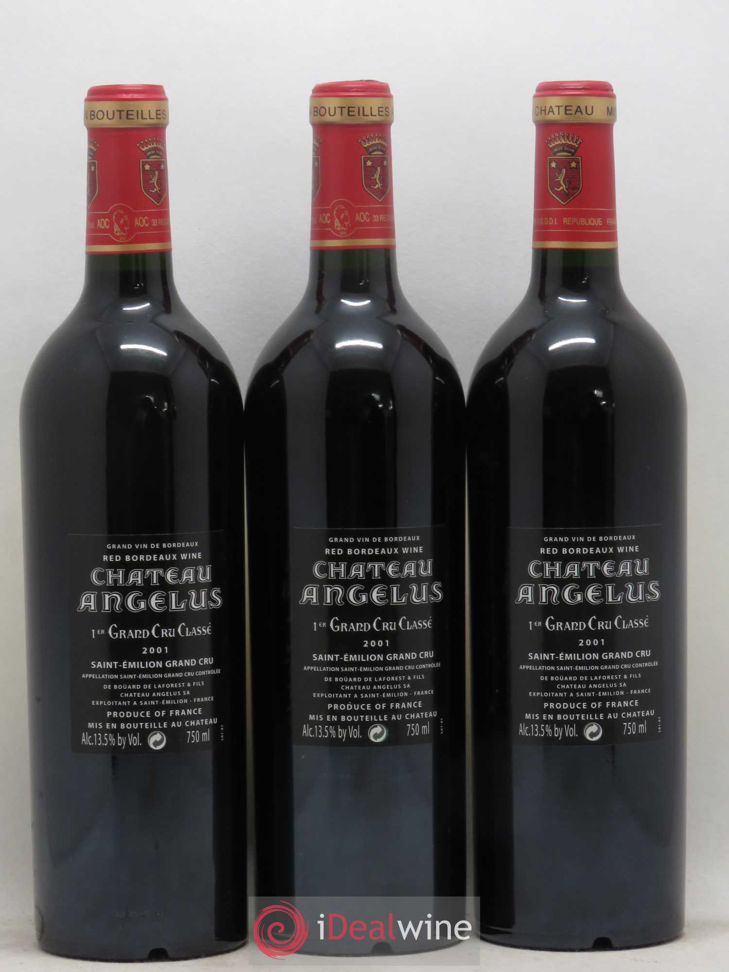 Château Angélus 1er Grand Cru Classé A 2001 - Lot de 3 bouteilles - 1