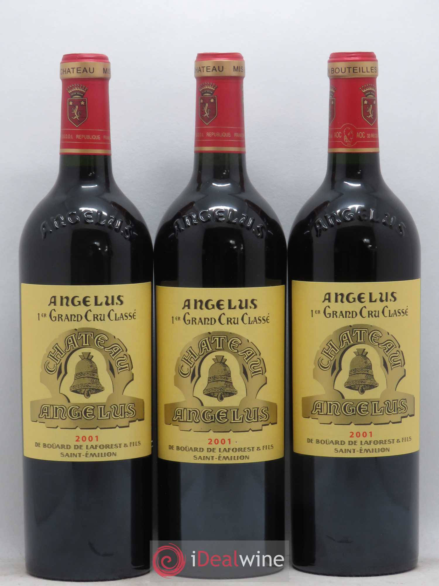 Château Angélus 1er Grand Cru Classé A 2001 - Lot de 3 bouteilles - 0