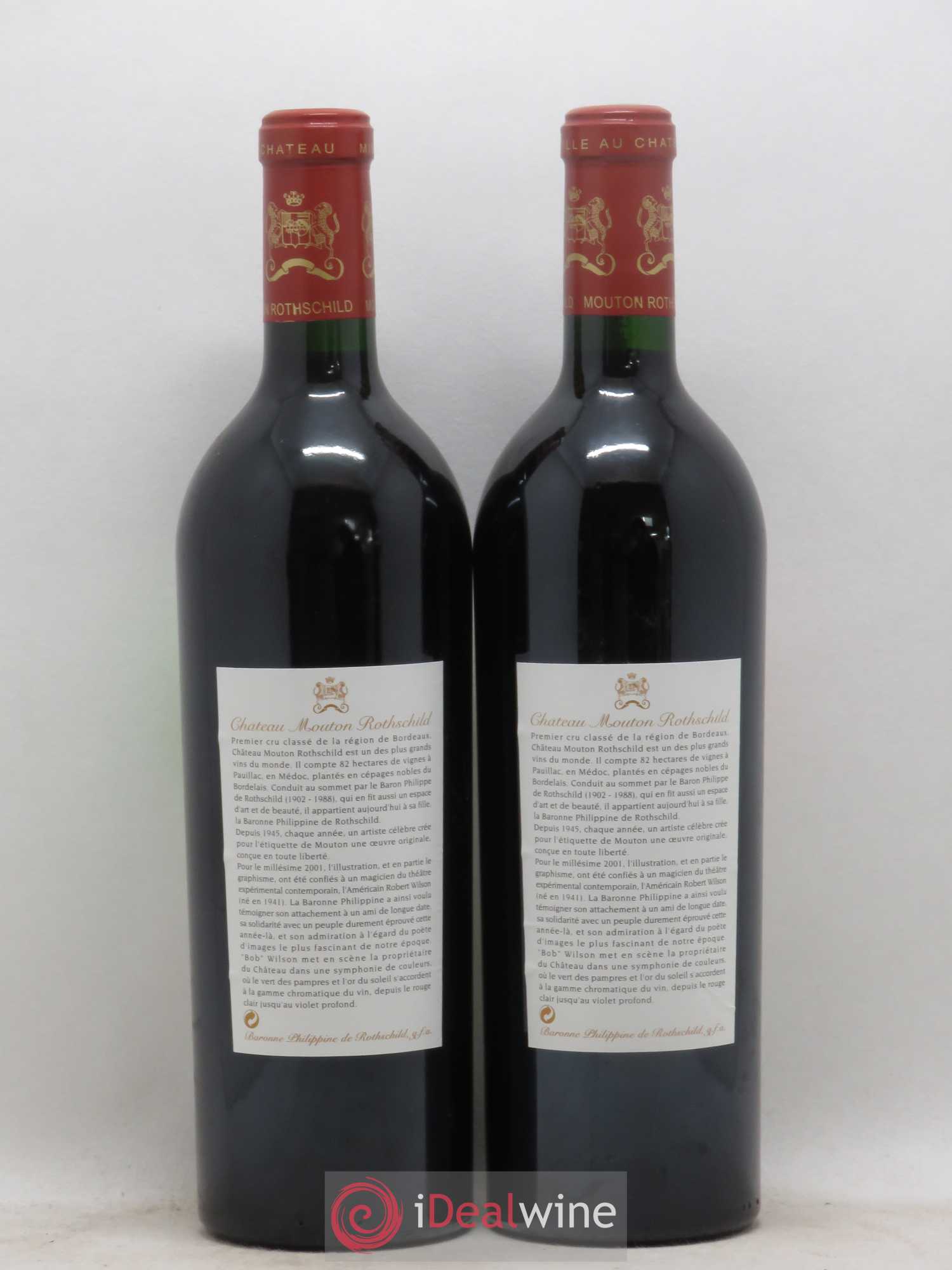 Château Mouton Rothschild 1er Grand Cru Classé 2001 - Lot de 2 bouteilles - 1
