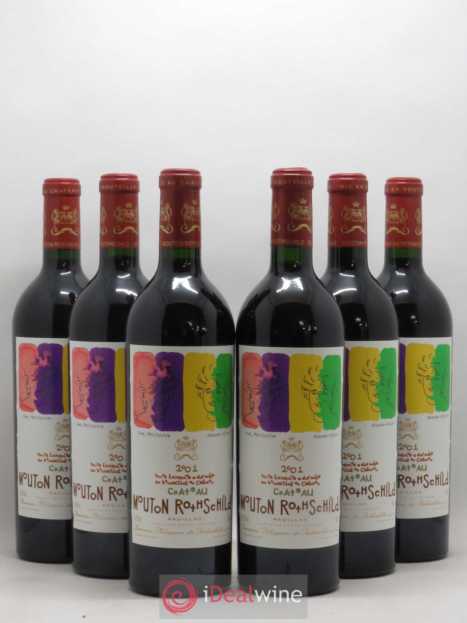 Château Mouton Rothschild 1er Grand Cru Classé 2001 - Lot de 6 bouteilles - 0