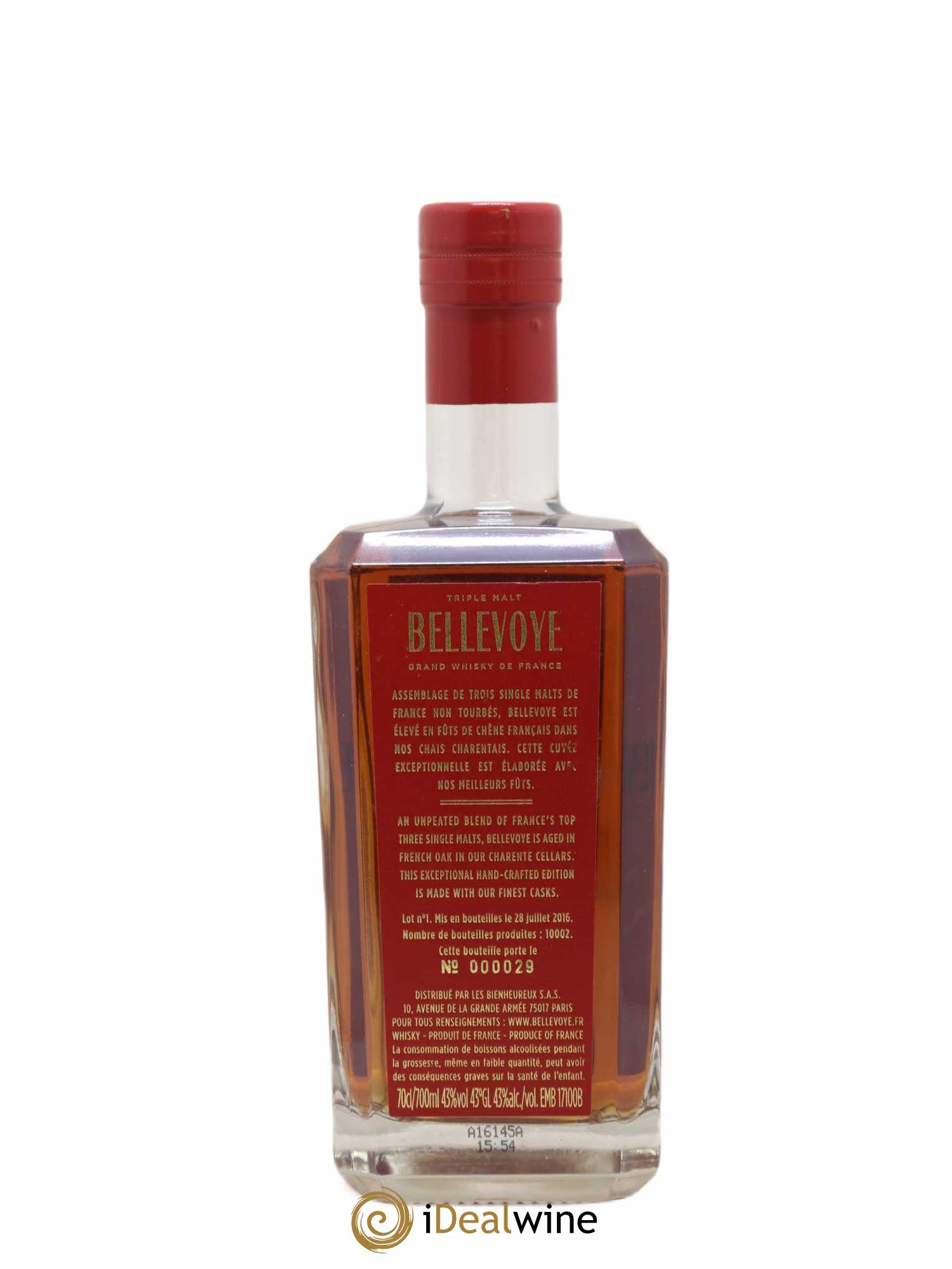 Bellevoye Of. Triple Malt One of 10002 - bottled 2016 - Lot de 1 bouteille - 2