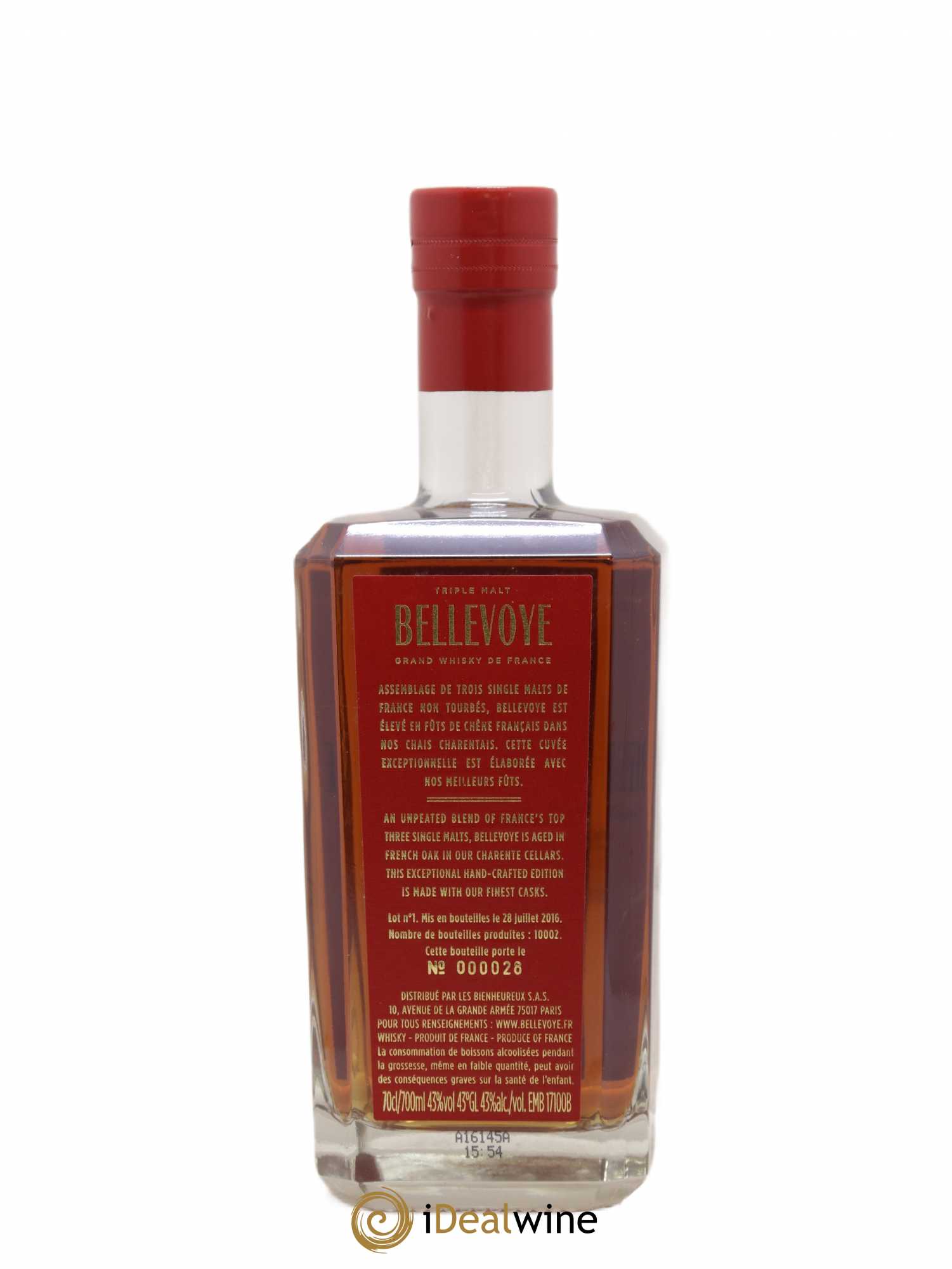 Bellevoye Of. Triple Malt One of 10002 - bottled 2016 - Lot de 1 bouteille - 2