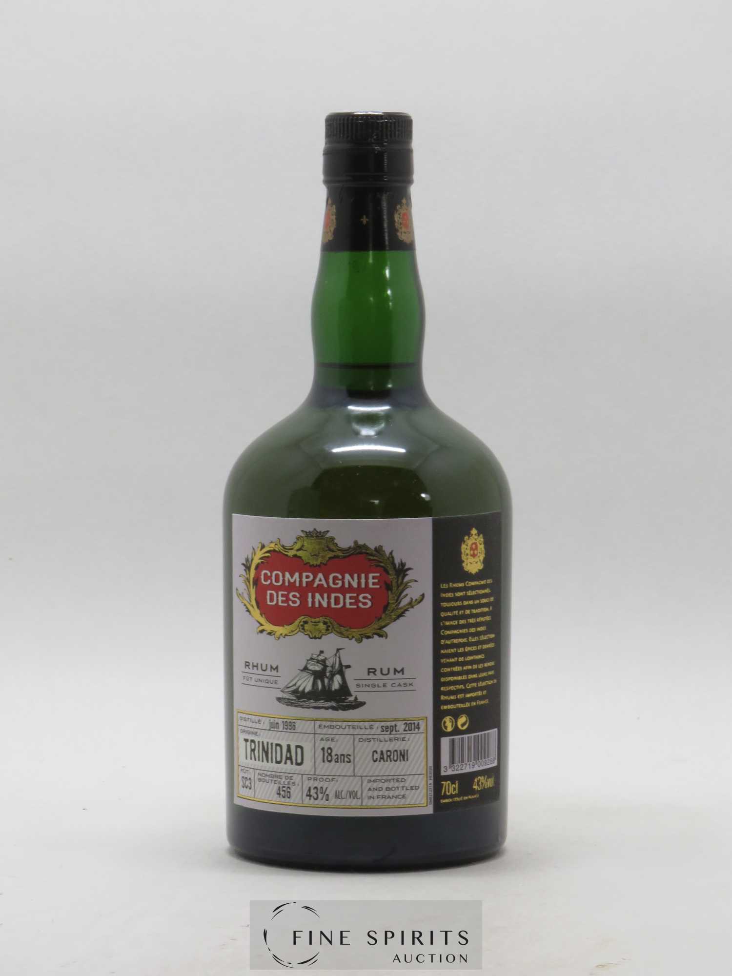 Caroni 18 years 1996 La Compagnie des Indes Single Cask n°SC3 bottled 2014 - Lot de 1 bouteille - 1