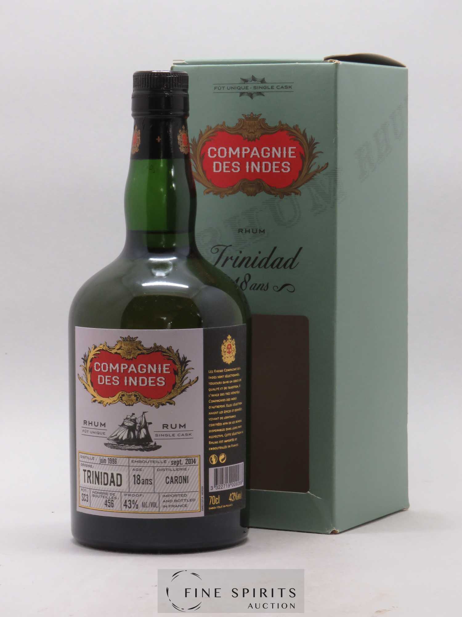 Caroni 18 years 1996 La Compagnie des Indes Single Cask n°SC3 bottled 2014 - Lot de 1 bouteille - 0
