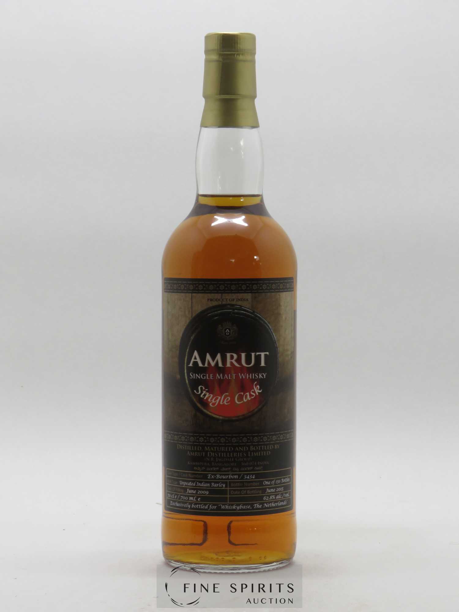 Amrut 2009 Of. Single Cask Ex-Bourbon Cask n°3434 - bottled 2015 Whiskybase NL - Lot de 1 bouteille - 1