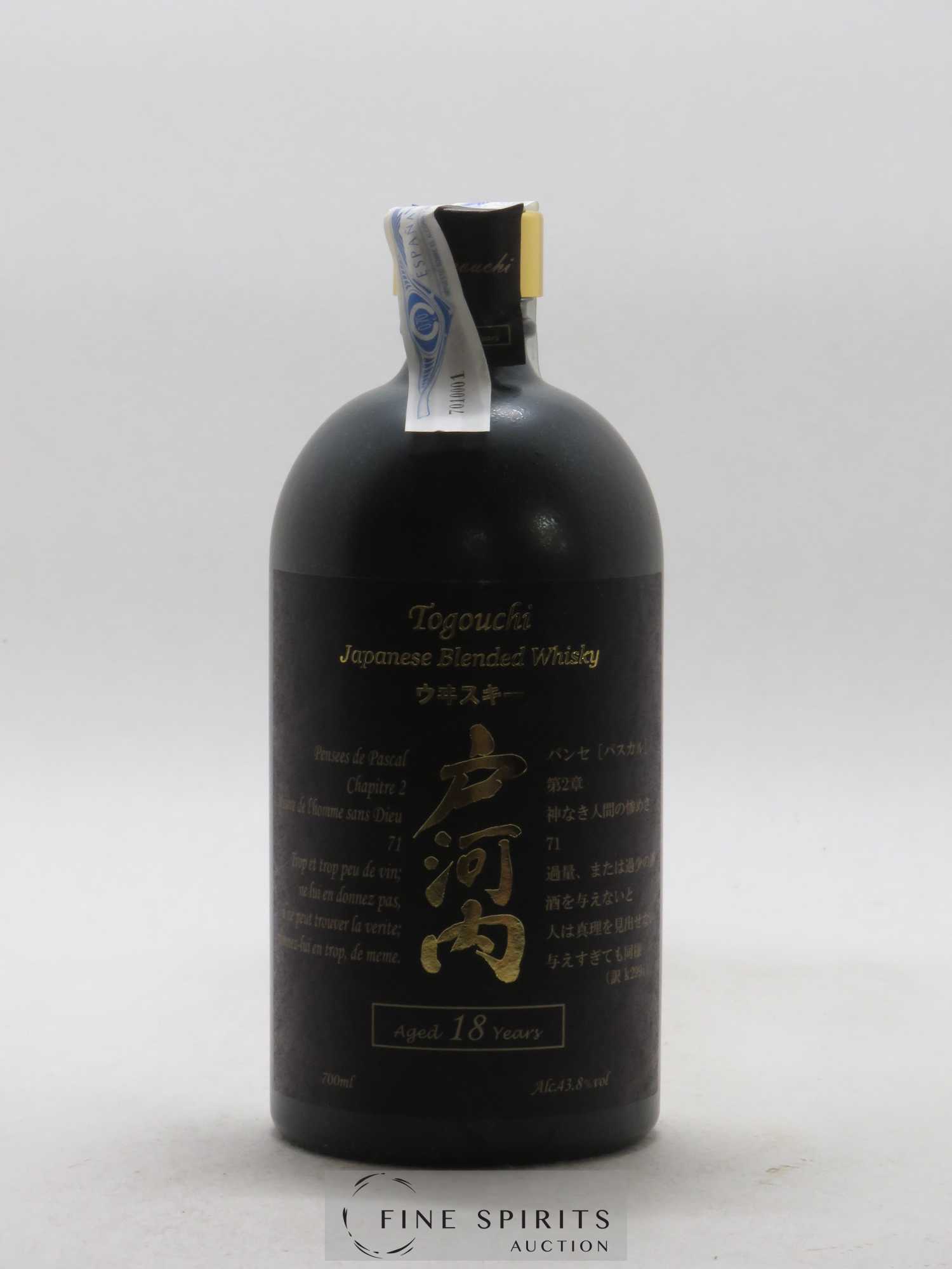 Togouchi 18 years Of. (43.8°)  (sans prix de réserve) - Lot de 1 bouteille - 1