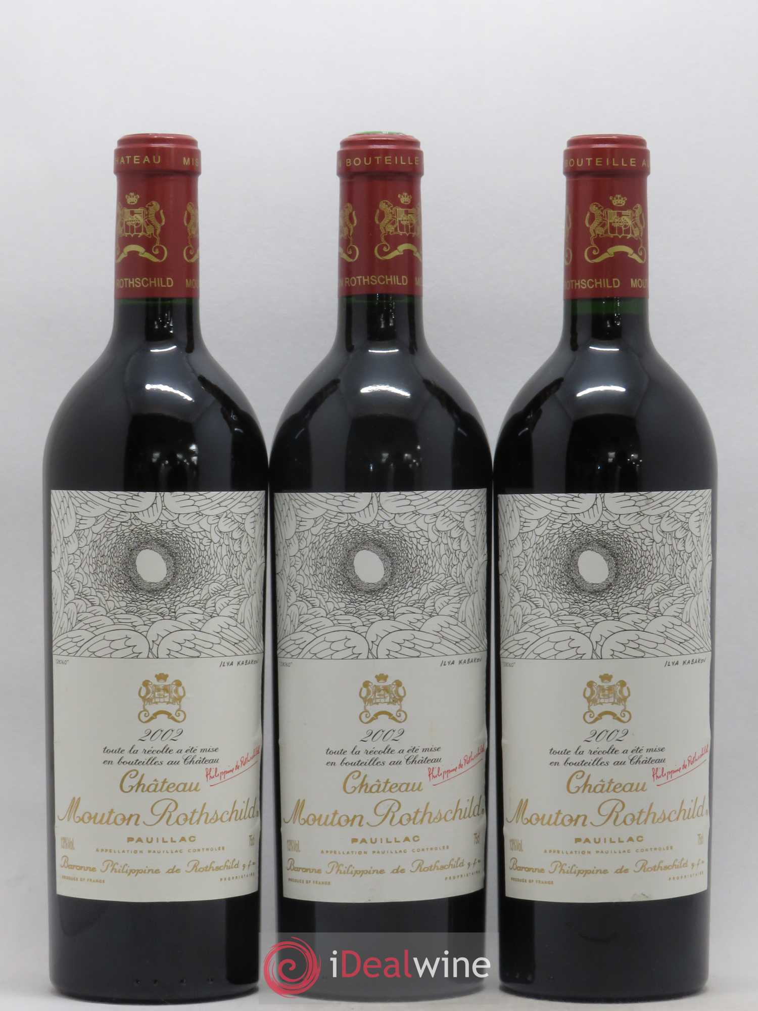 Château Mouton Rothschild 1er Grand Cru Classé 2002 - Lot de 3 bouteilles - 0