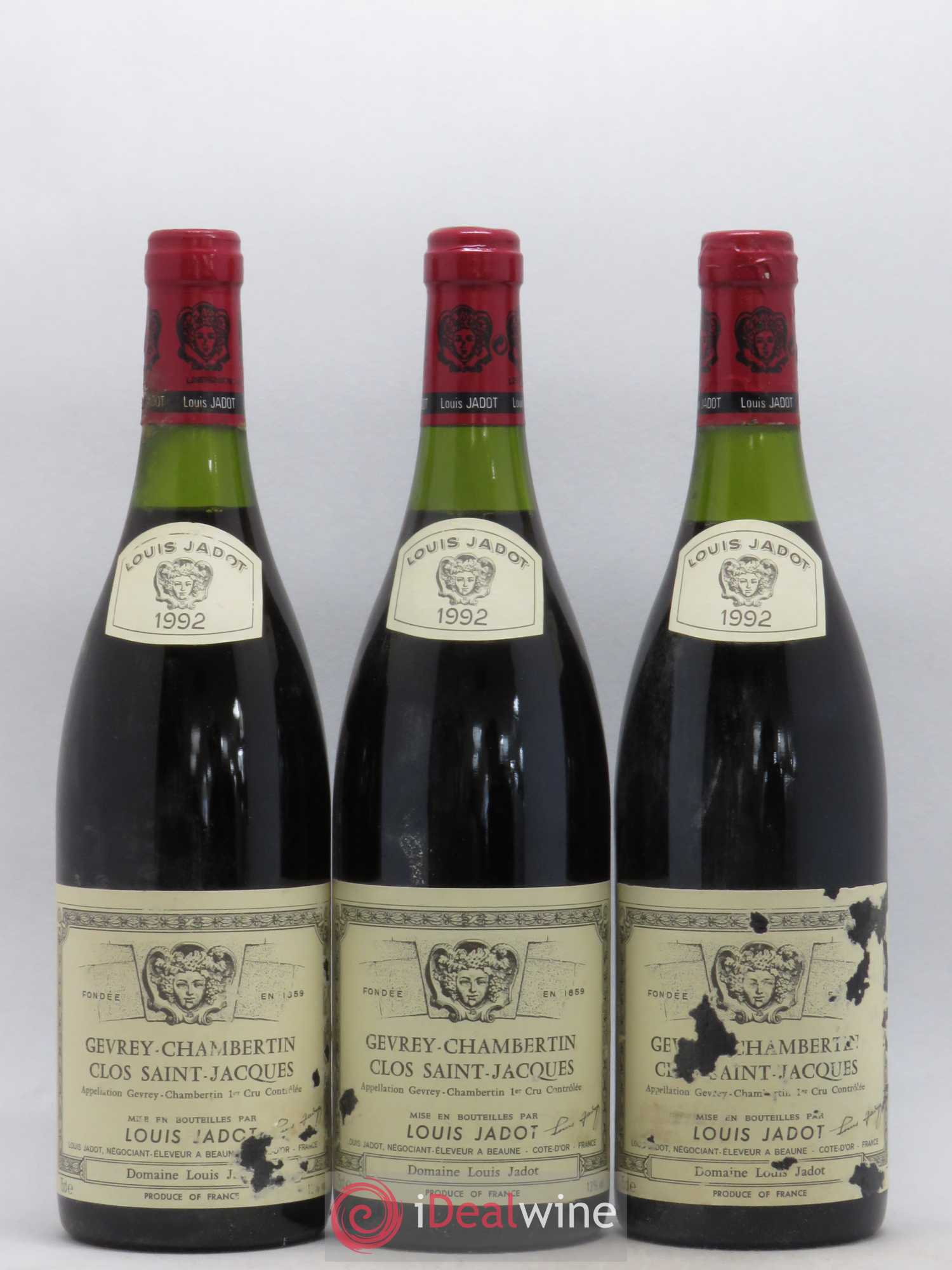Gevrey-Chambertin 1er Cru Clos Saint Jacques Domaine Louis Jadot 1992 - Lot de 3 bouteilles - 0