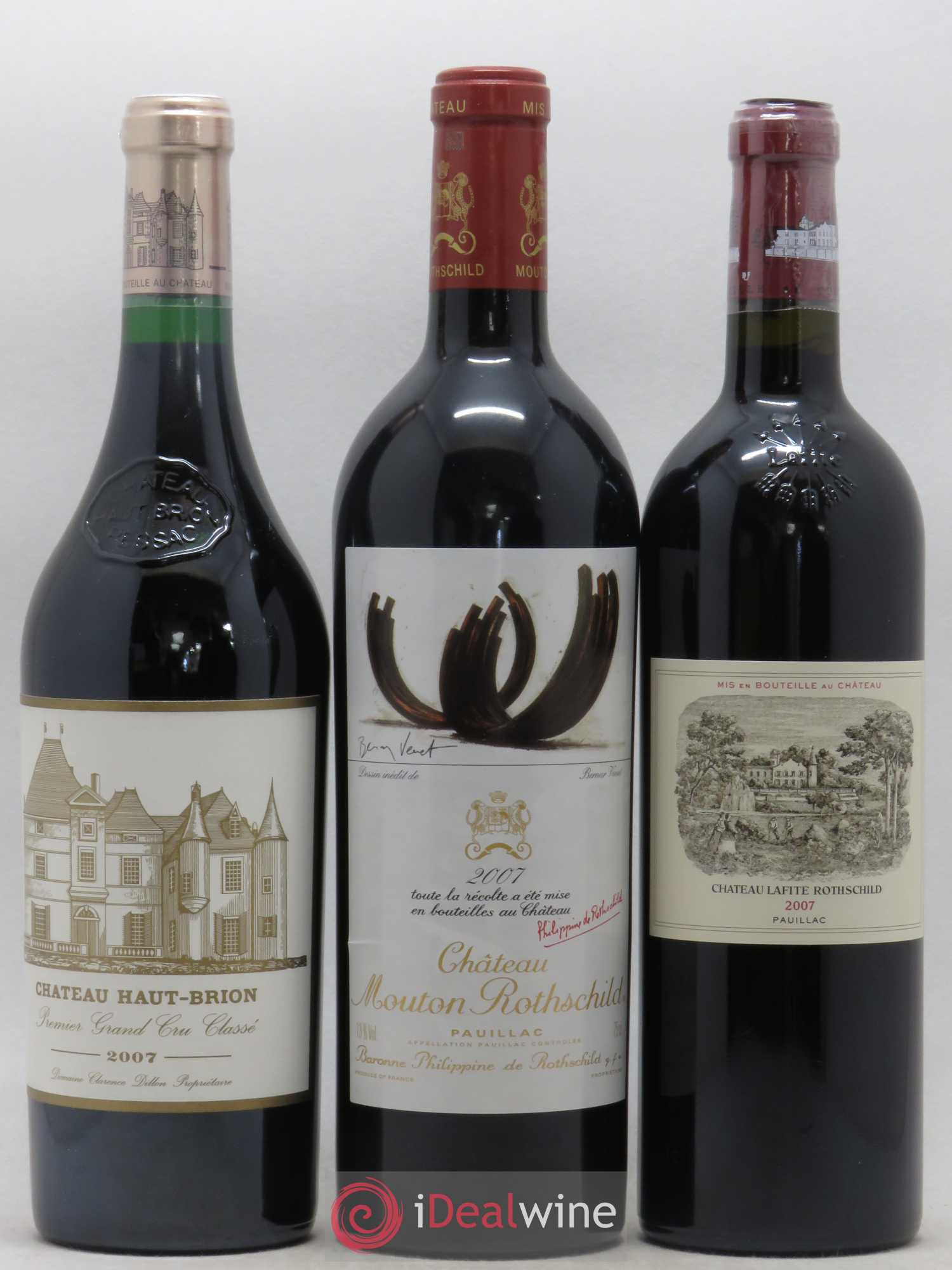 Caisse Prestige Petrus - Lafite Rothschild - Mouton Rothschild - Haut Brion - Margaux - Cheval Blanc 2007 - Posten von 1 Flasche - 3