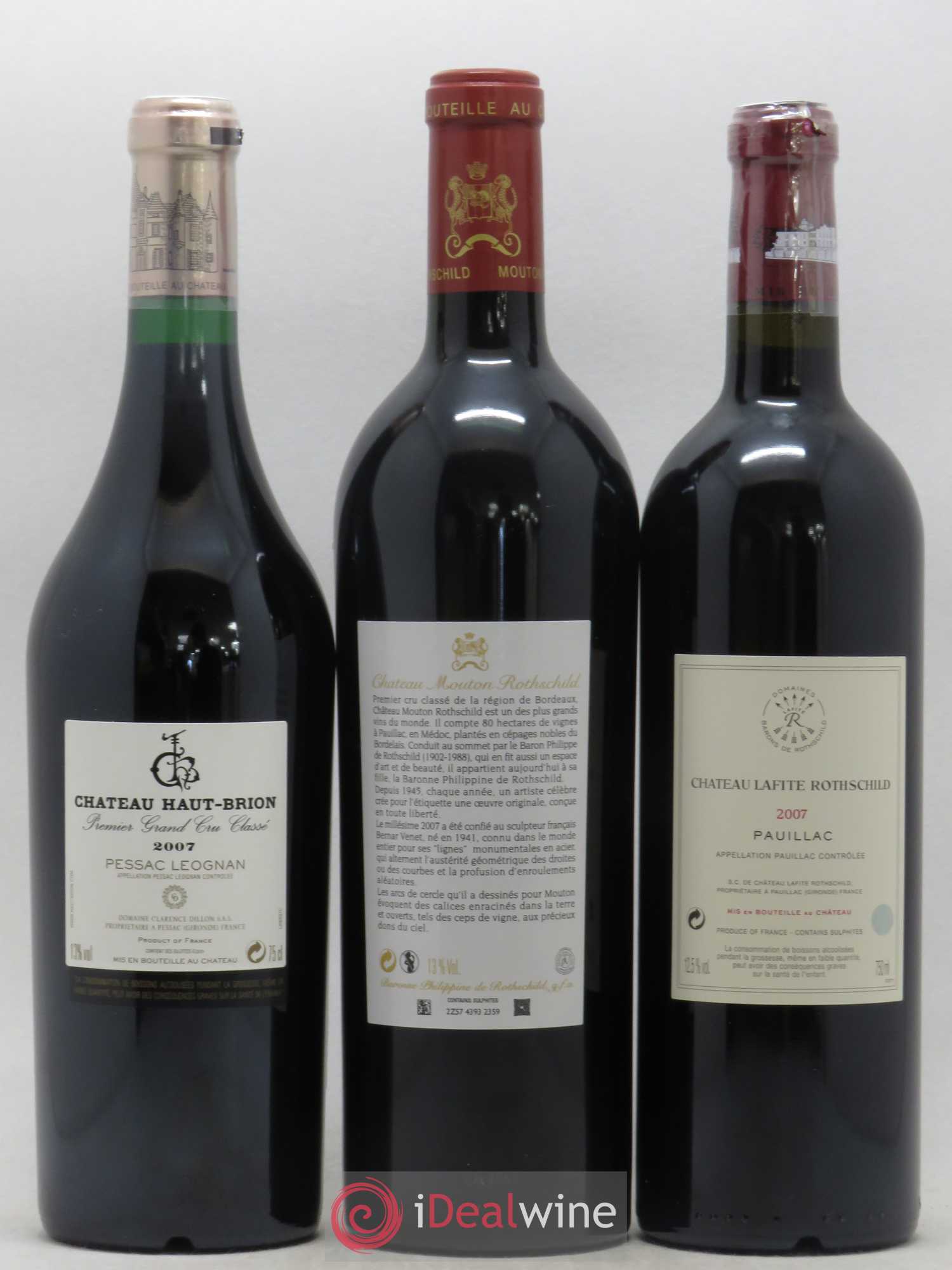 Caisse Prestige Petrus - Lafite Rothschild - Mouton Rothschild - Haut Brion - Margaux - Cheval Blanc 2007 - Posten von 1 Flasche - 4