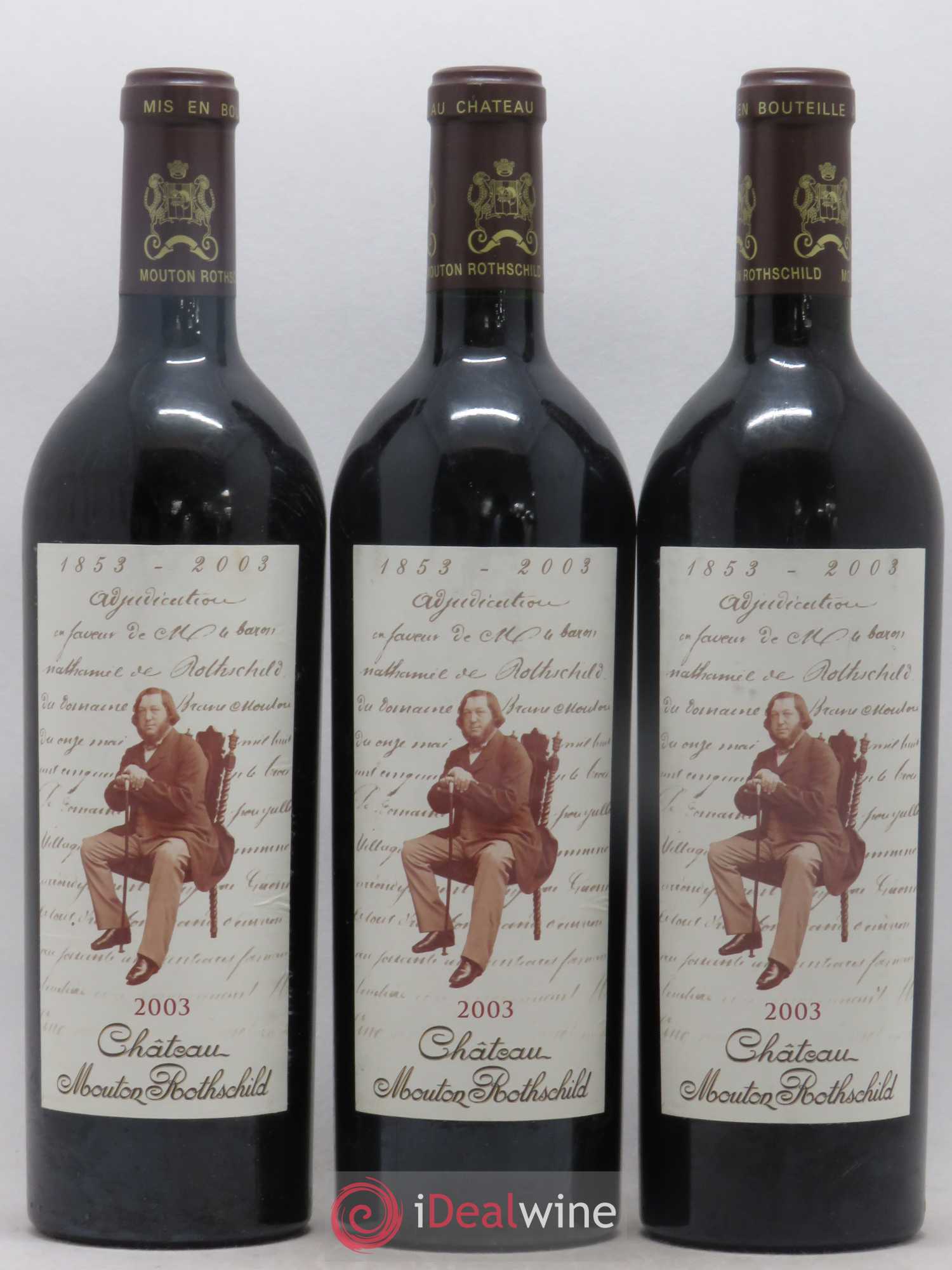 Château Mouton Rothschild 1er Grand Cru Classé 2003 - Lot de 3 bouteilles - 0