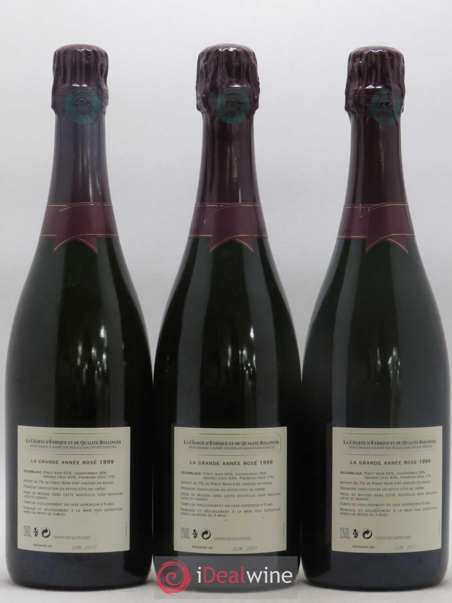 Grande Année Brut Bollinger 1999 - Lot de 3 bouteilles - 1