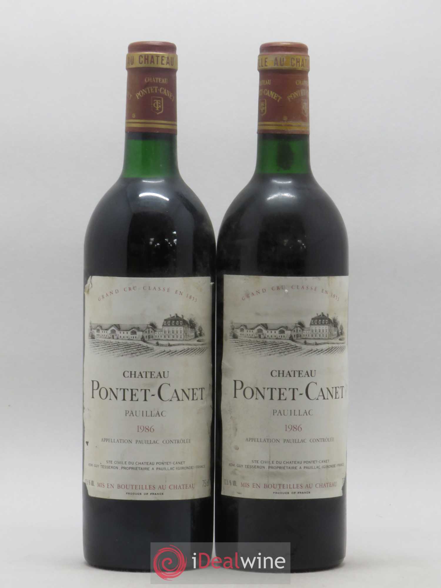 Château Pontet Canet 5ème Grand Cru Classé 1986 - Lot de 2 bouteilles - 0