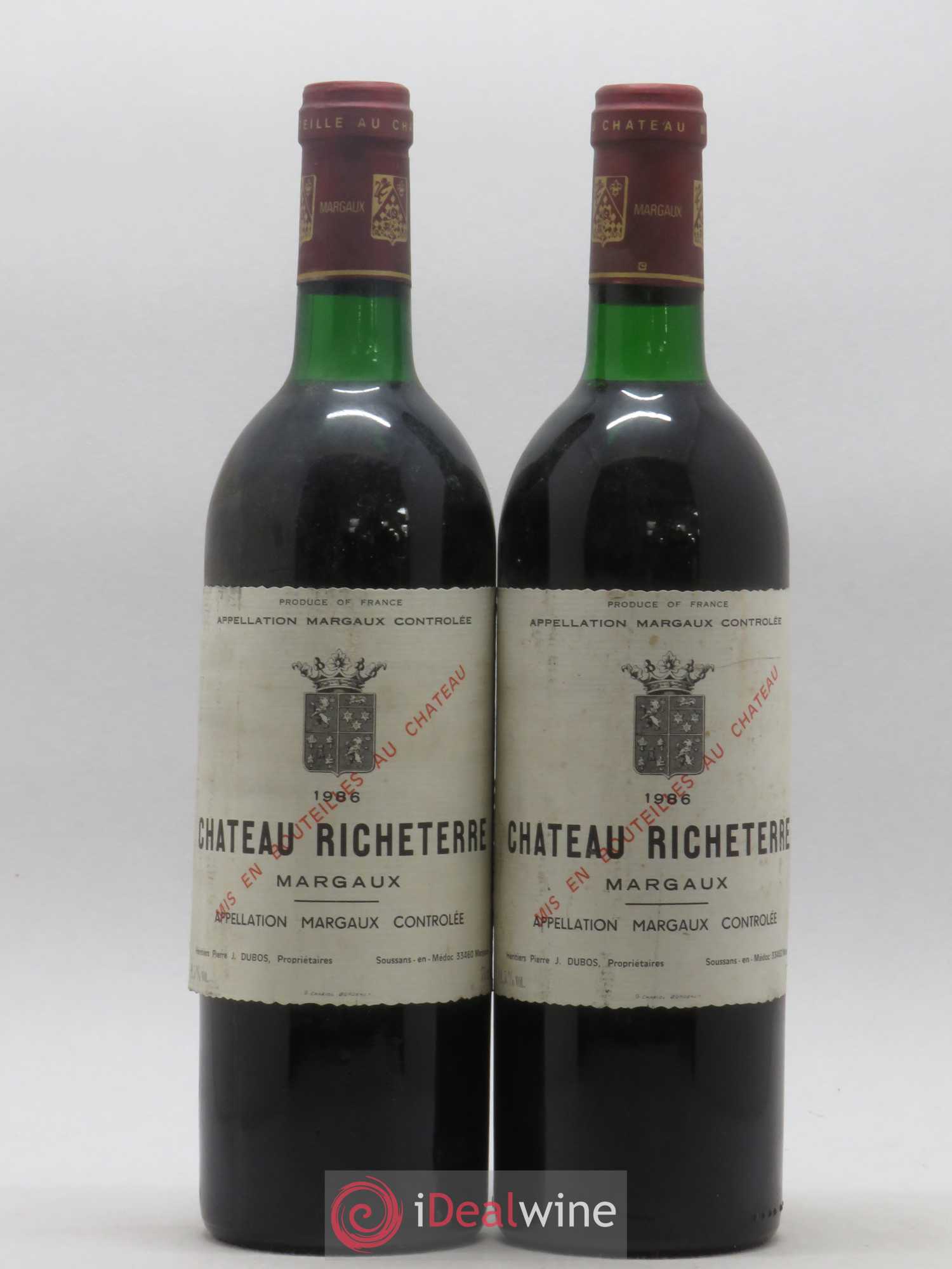 Bordeaux Margaux Chateau Richeterre 1986 - Posten von 2 Flaschen - 0