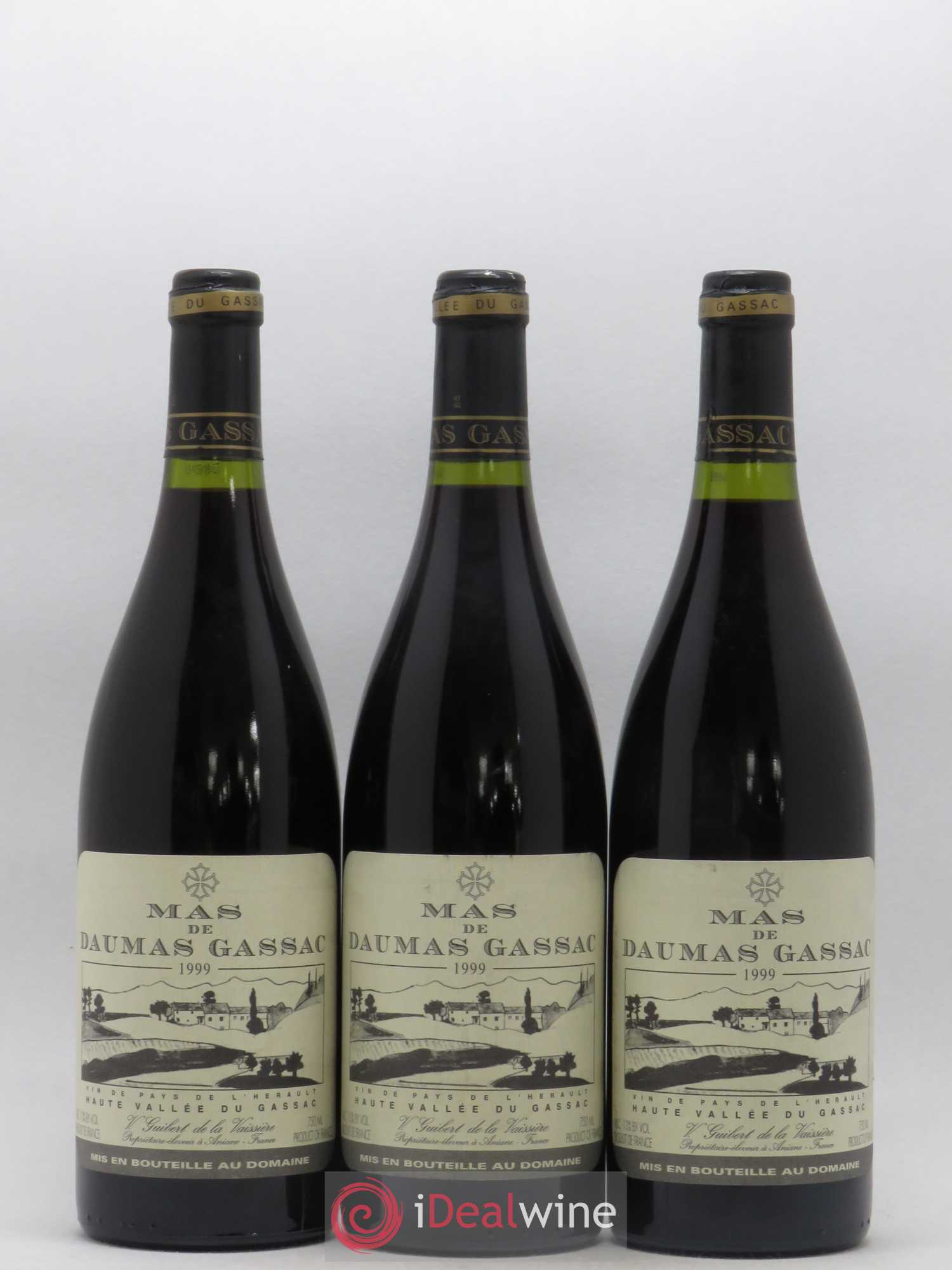 Saint-Guilhem-le-Désert - Cité d'Aniane Mas Daumas Gassac Famille Guibert de La Vaissière 1999 - Lot de 3 bouteilles - 0