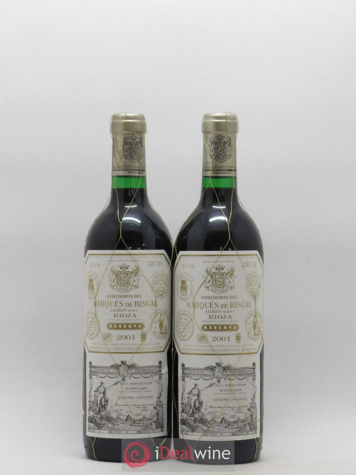 Rioja DOCA Herederos Del Marquès De Riscal Elciego Alava 2001 - Posten von 2 Flaschen - 0