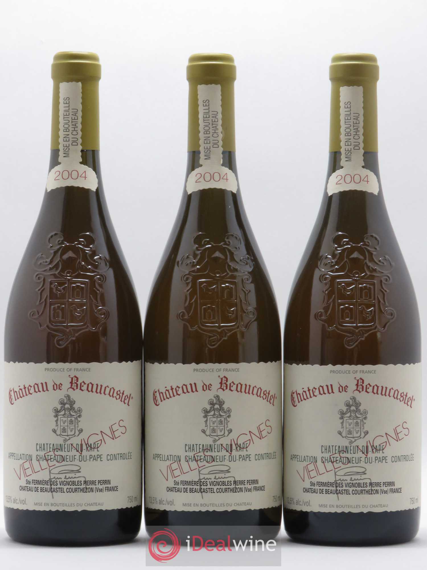 Châteauneuf-du-Pape Château de Beaucastel Vieilles vignes Roussanne Famille Perrin 2004 - Lot de 6 bouteilles - 1