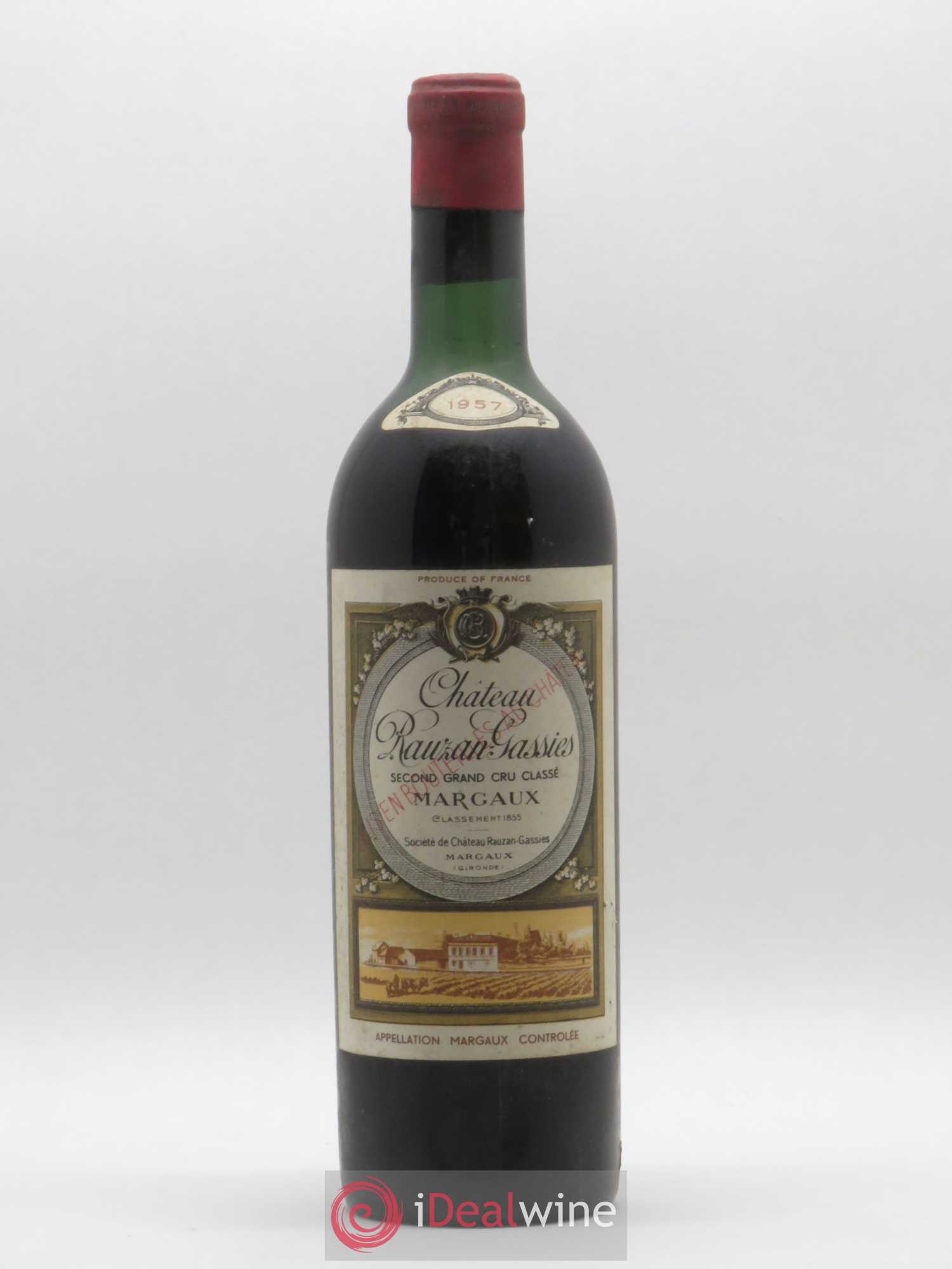Château Rauzan-Gassies 2ème Grand Cru Classé 1957 - Lot de 1 bouteille - 0