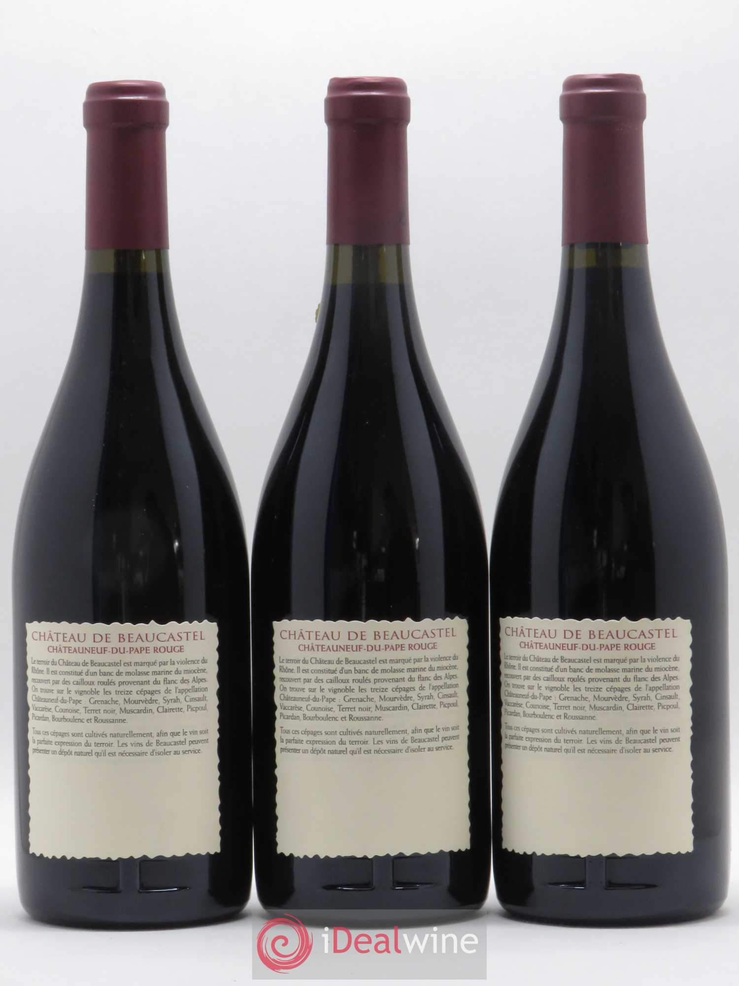 Châteauneuf-du-Pape Château de Beaucastel Famille Perrin 2001 - Lot de 3 bouteilles - 1