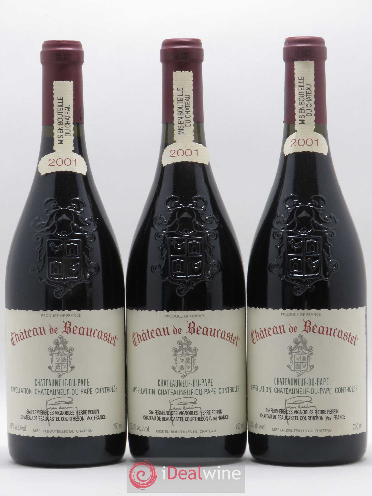Châteauneuf-du-Pape Château de Beaucastel Famille Perrin 2001 - Lot de 3 bouteilles - 0