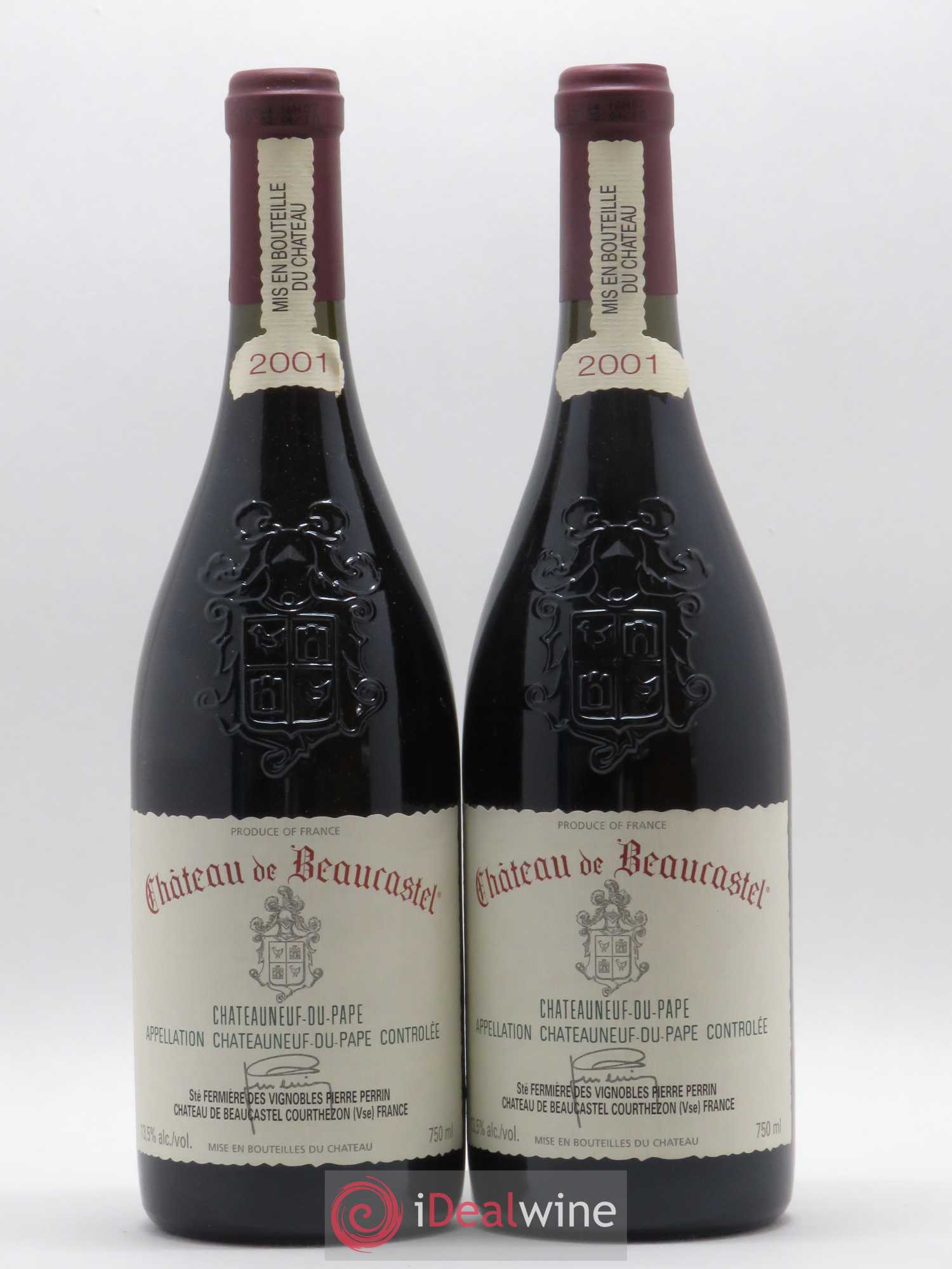 Châteauneuf-du-Pape Château de Beaucastel Famille Perrin 2001 - Lot de 2 bouteilles - 0