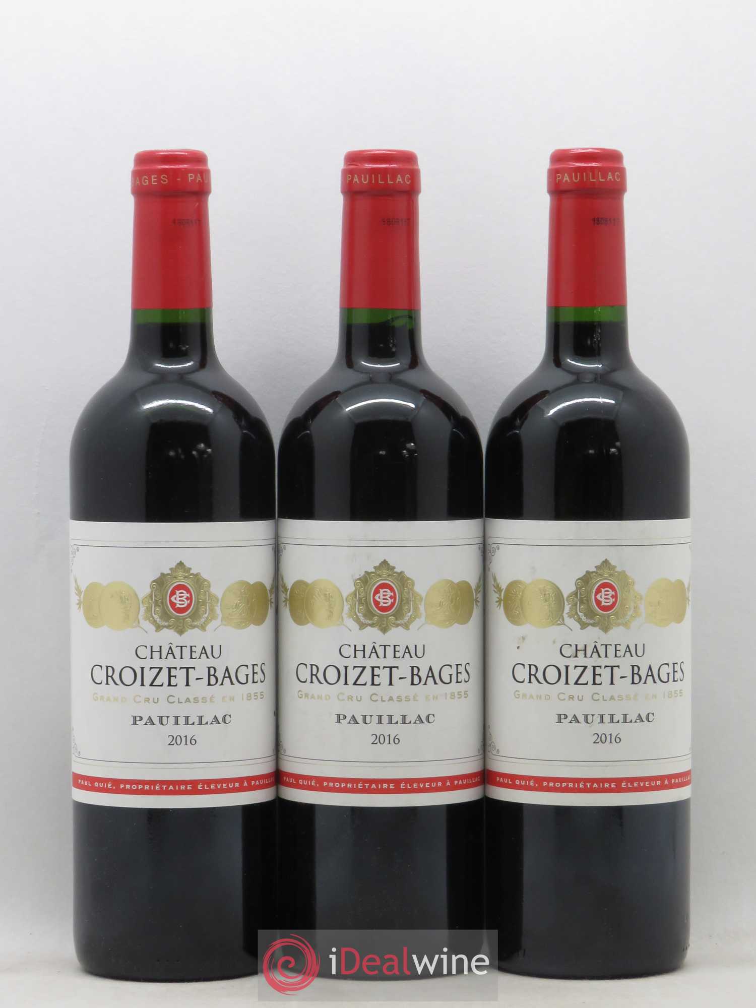 Château Croizet Bages 5ème Grand Cru Classé 2016 - Lot de 3 bouteilles - 0