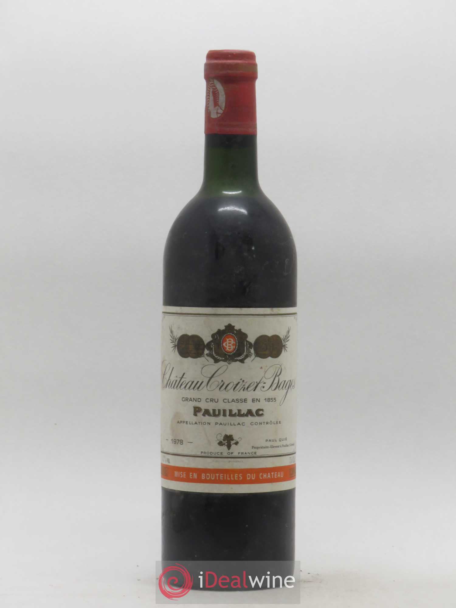 Château Croizet Bages 5ème Grand Cru Classé 1978 - Lot de 1 bouteille - 0